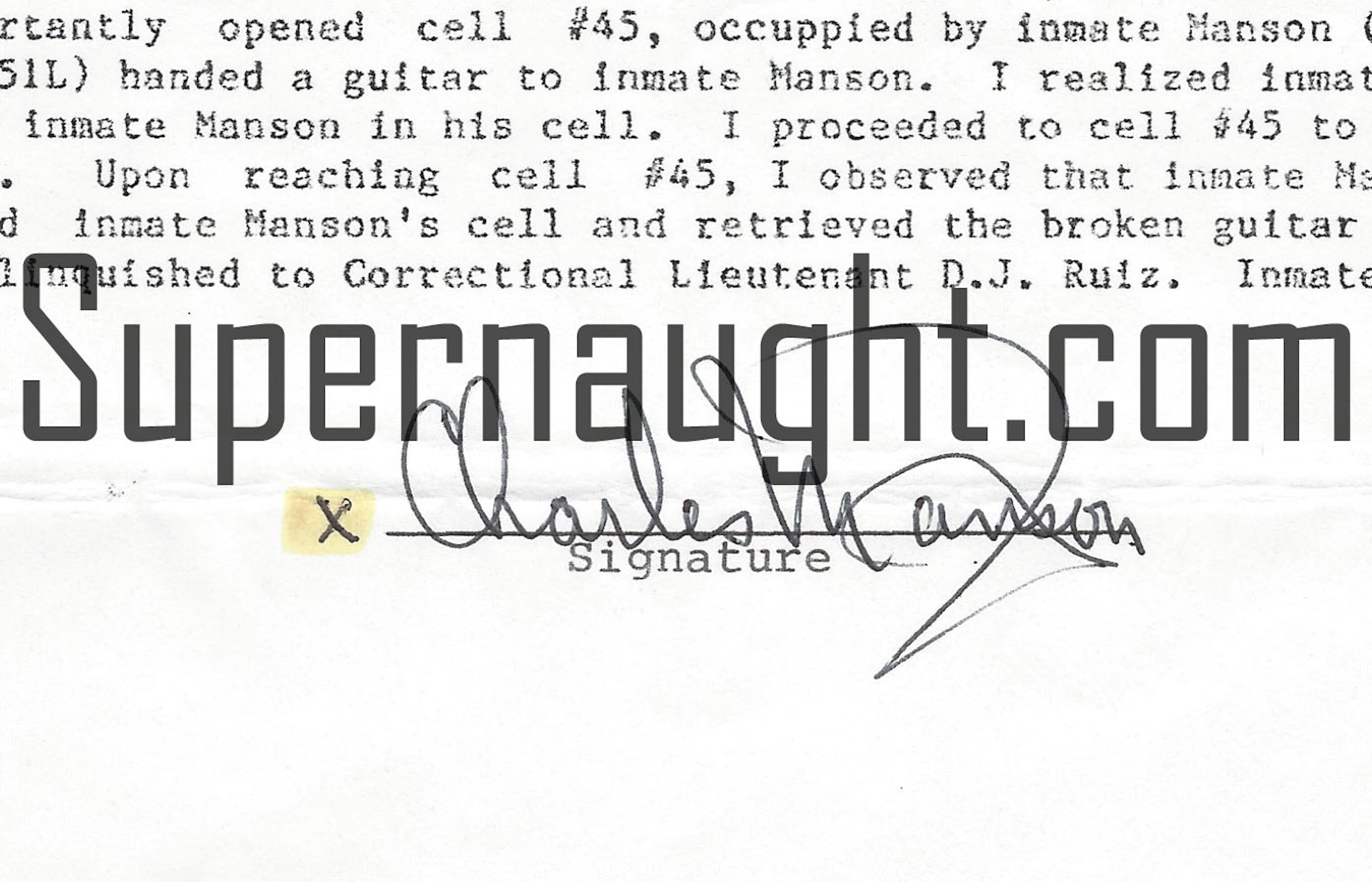 Charles Manson Destruction of Personal Property Signed image 2