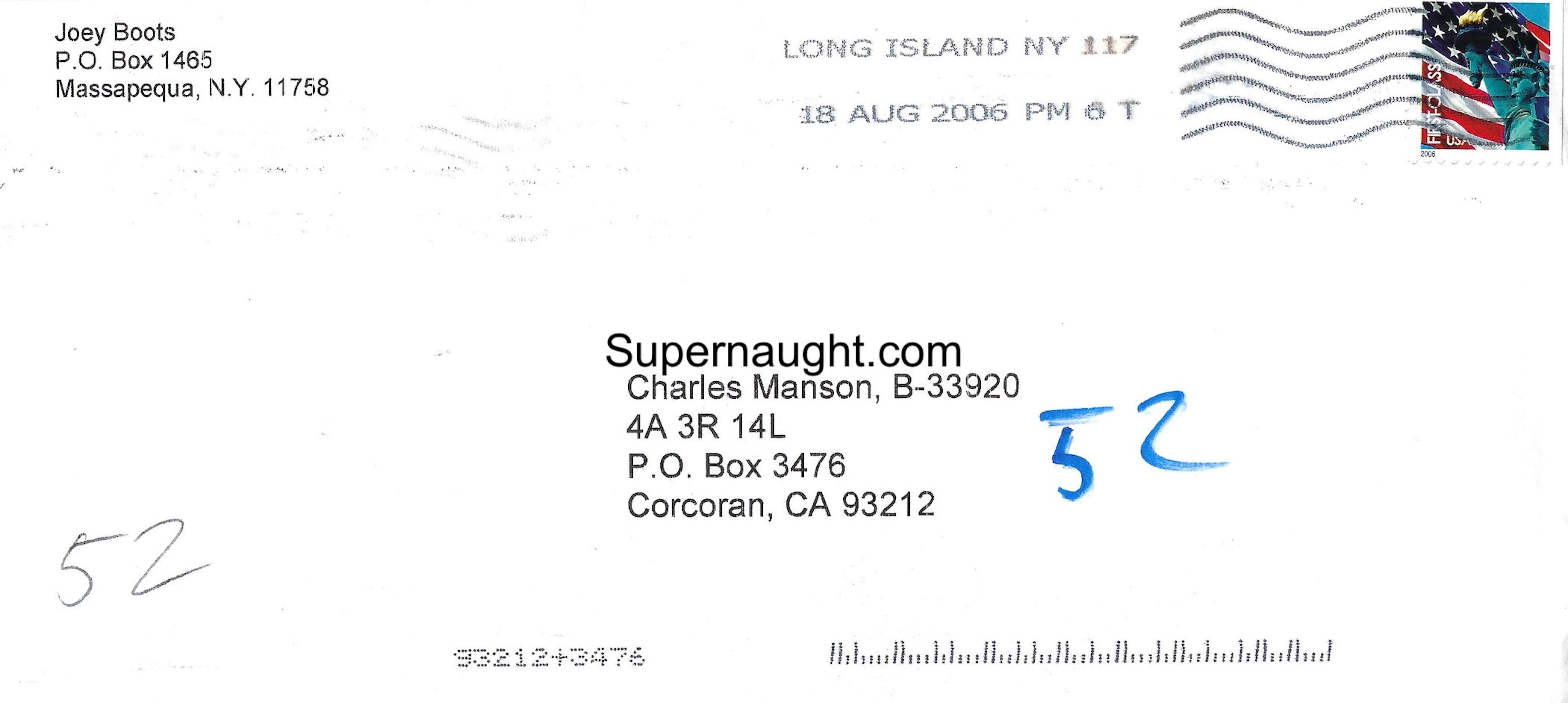 Charles Manson Envelope to Charlie