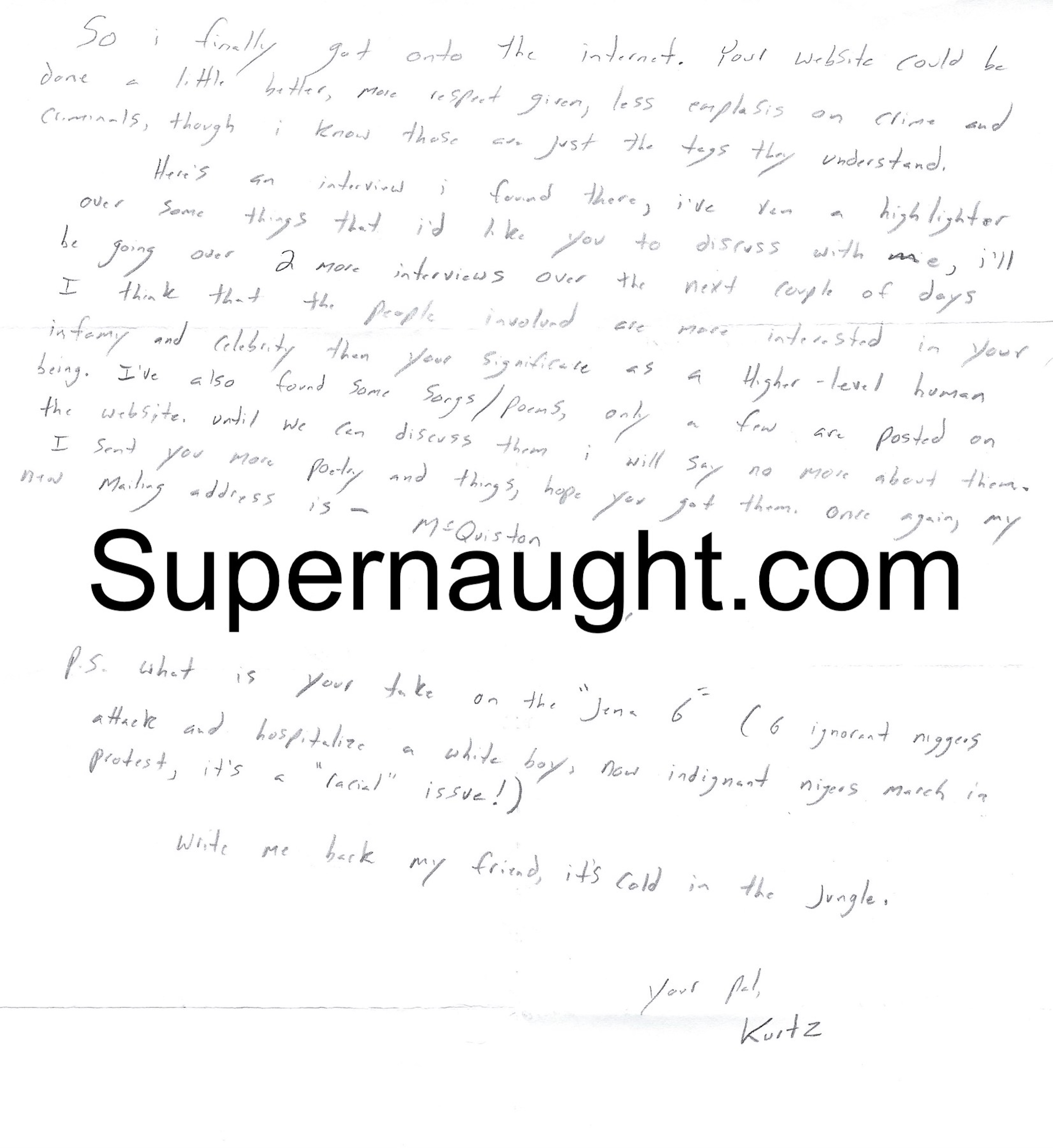 Charles Manson Fan Mail Letter and Envelope