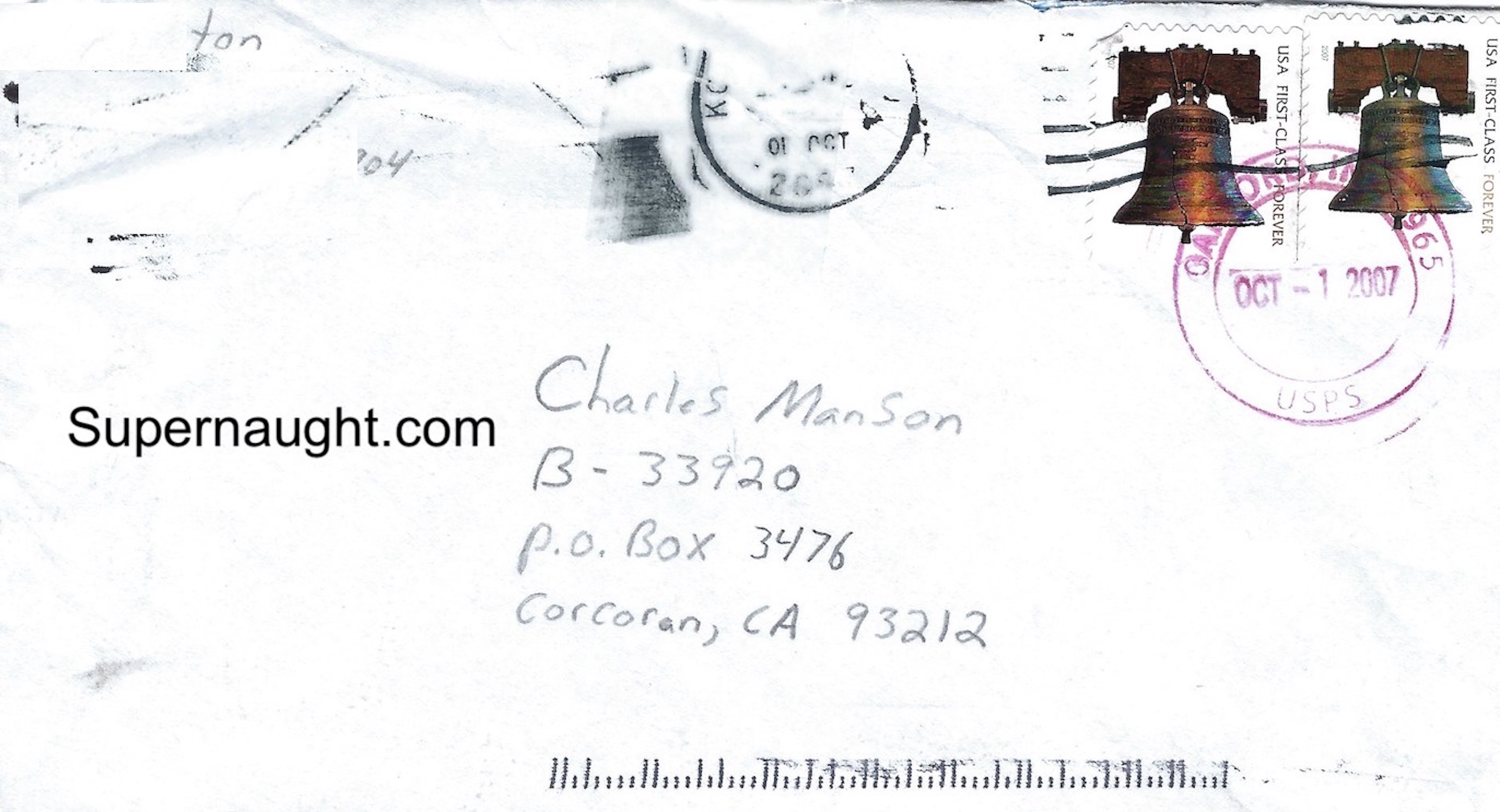 Charles Manson Fan Mail Letter and Envelope image 2
