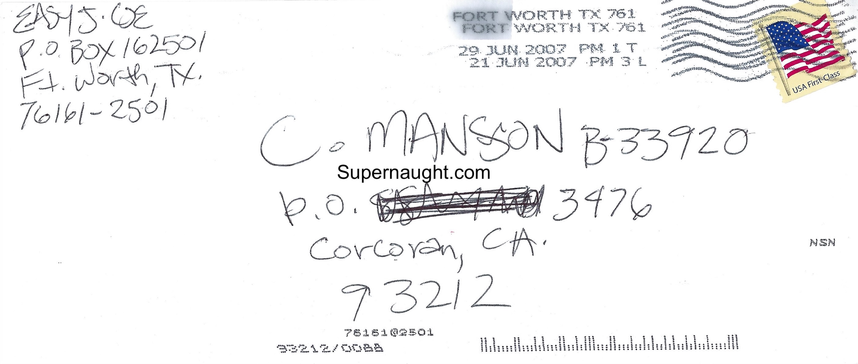 Charles Manson Fan Mail Your Homeboy Letter and Envelope image 2