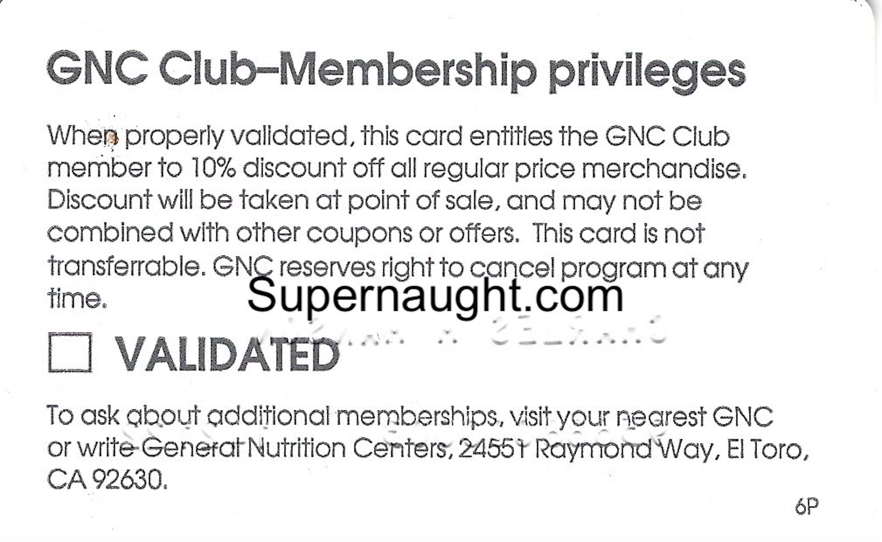 Charles Manson GNC Club Membership Card image 2