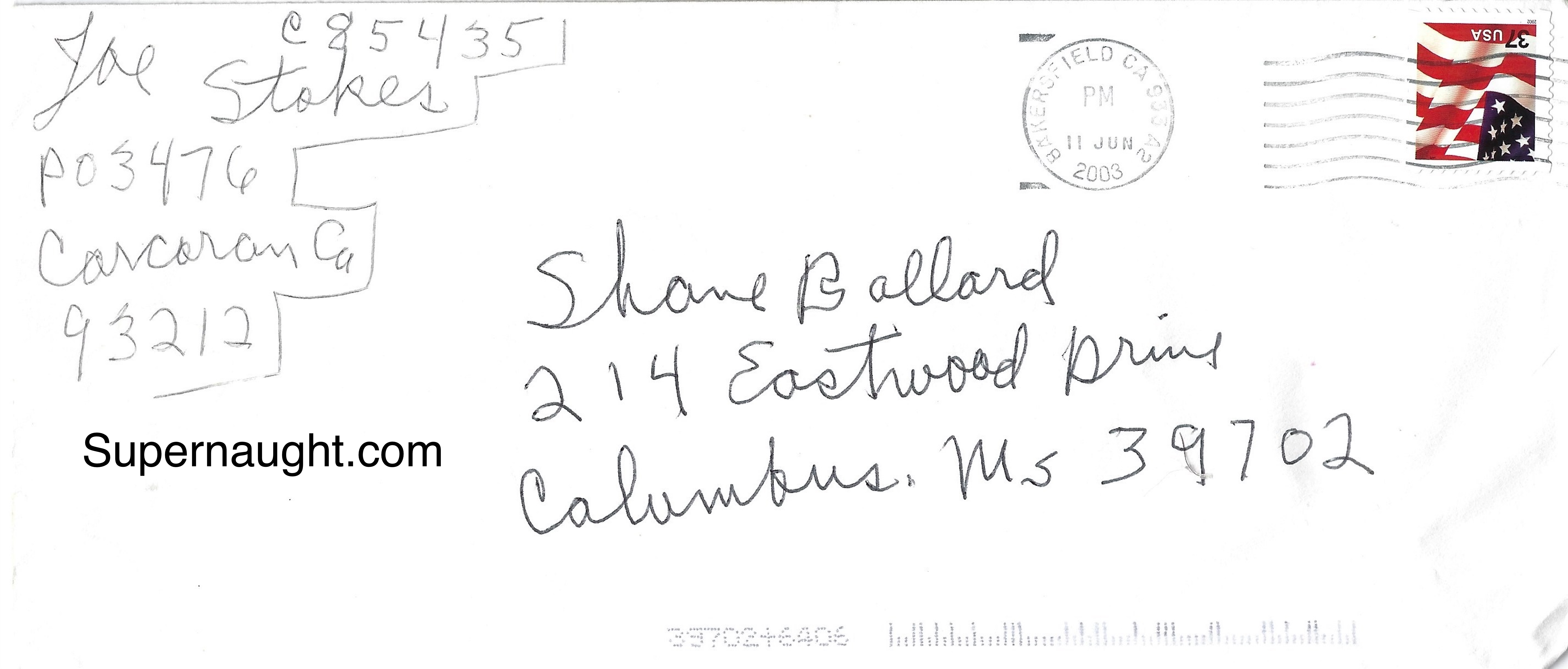 Charles Manson Joe Stokes Signed Envelope
