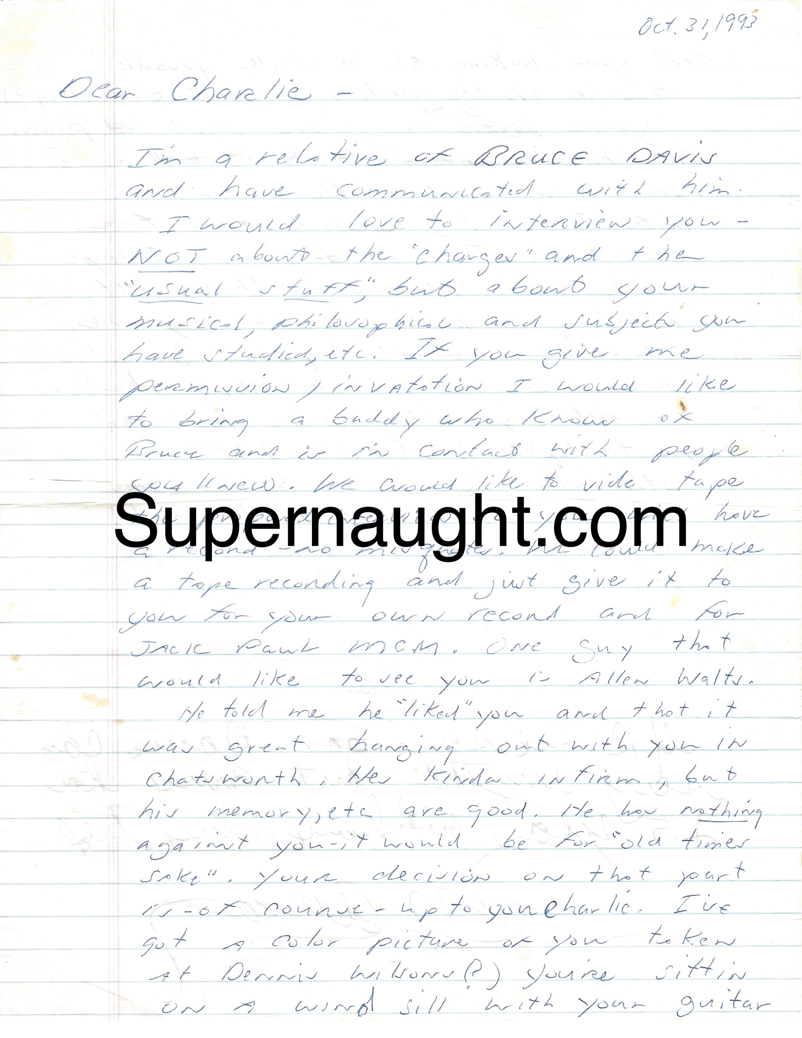Charles Manson Letter from Bruce Davis Relative With Reply Signed By Manson image 2