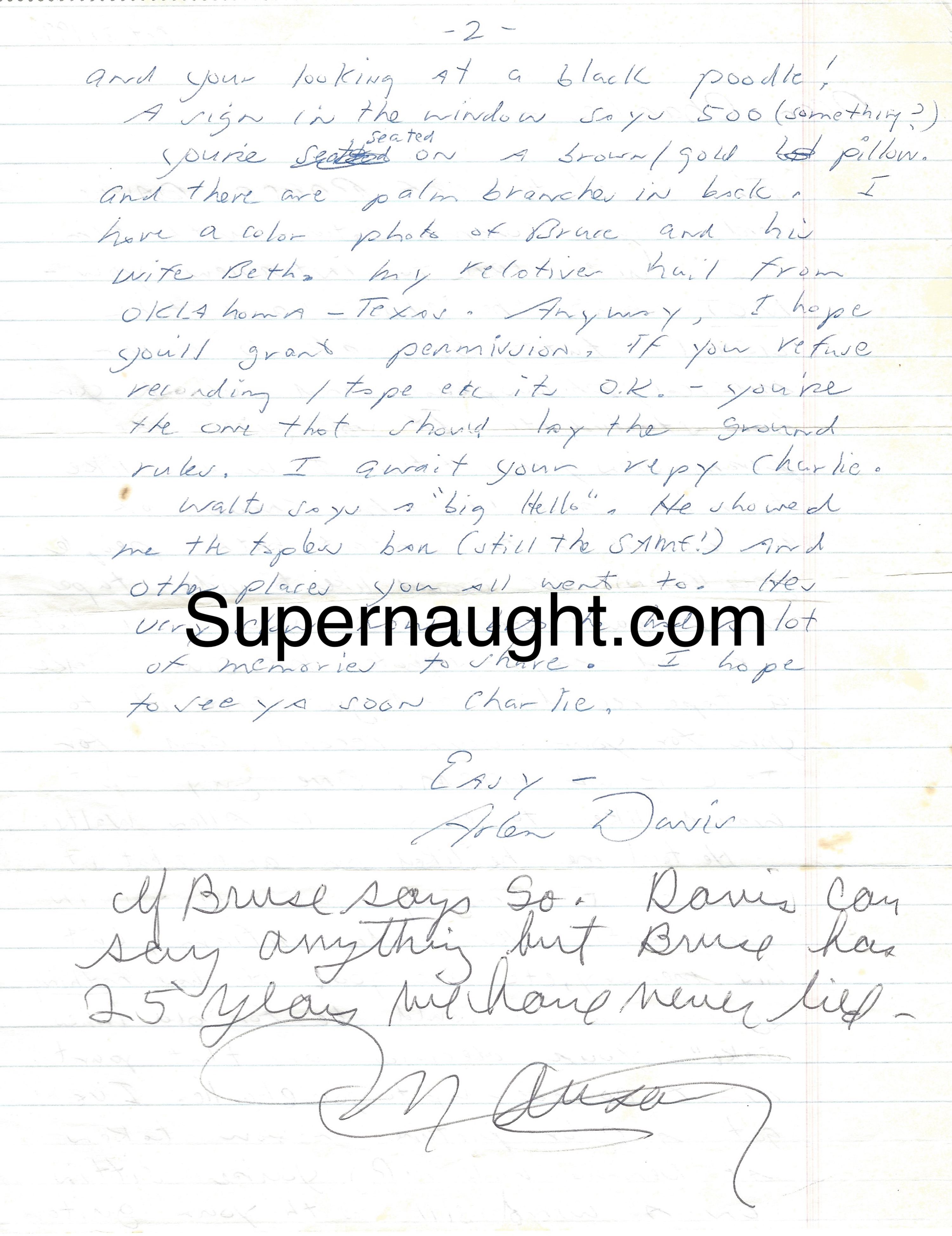 Charles Manson Letter from Bruce Davis Relative With Reply Signed By Manson image 3