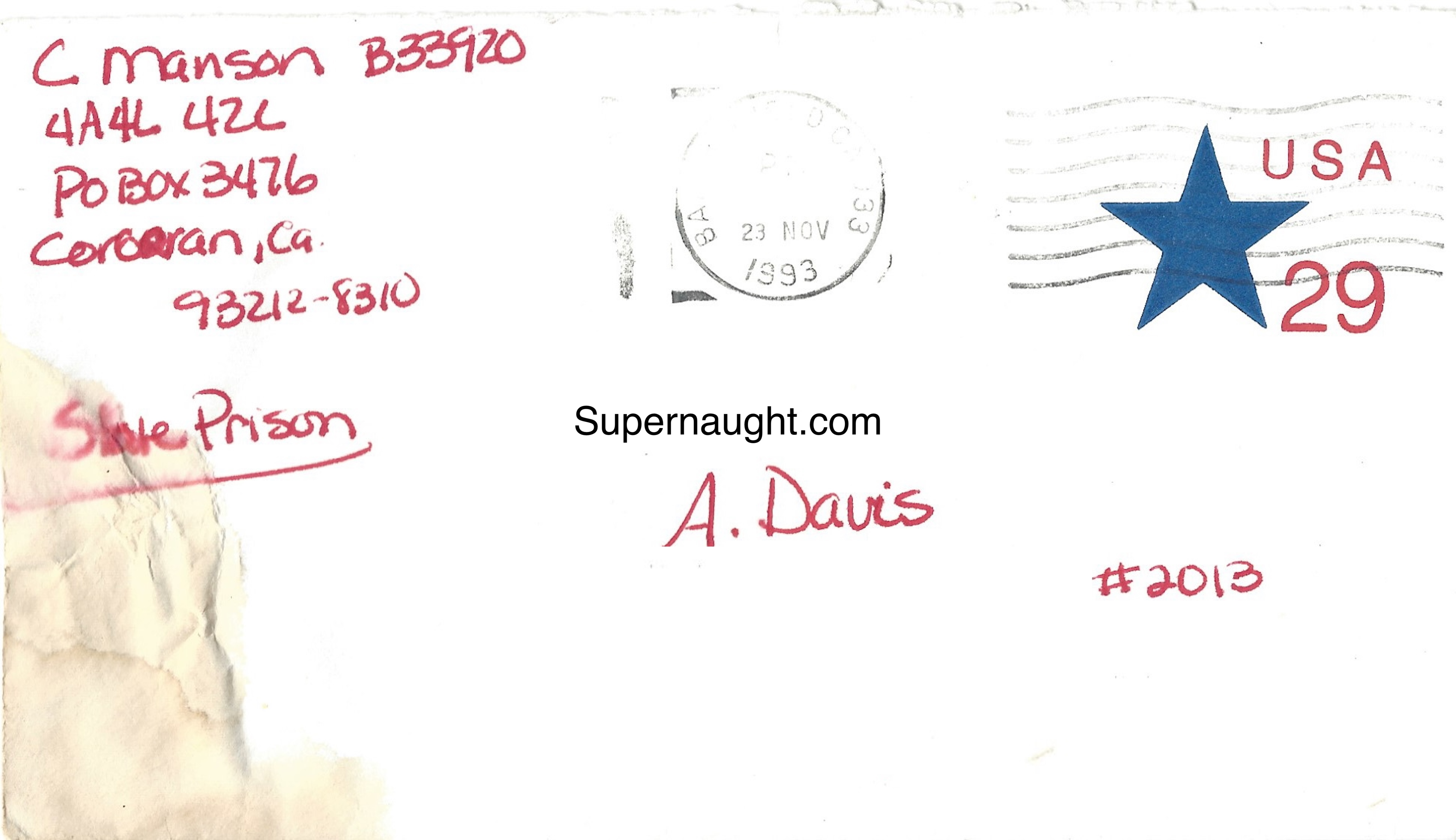 Charles Manson Letter from Bruce Davis Relative With Reply Signed By Manson image 4