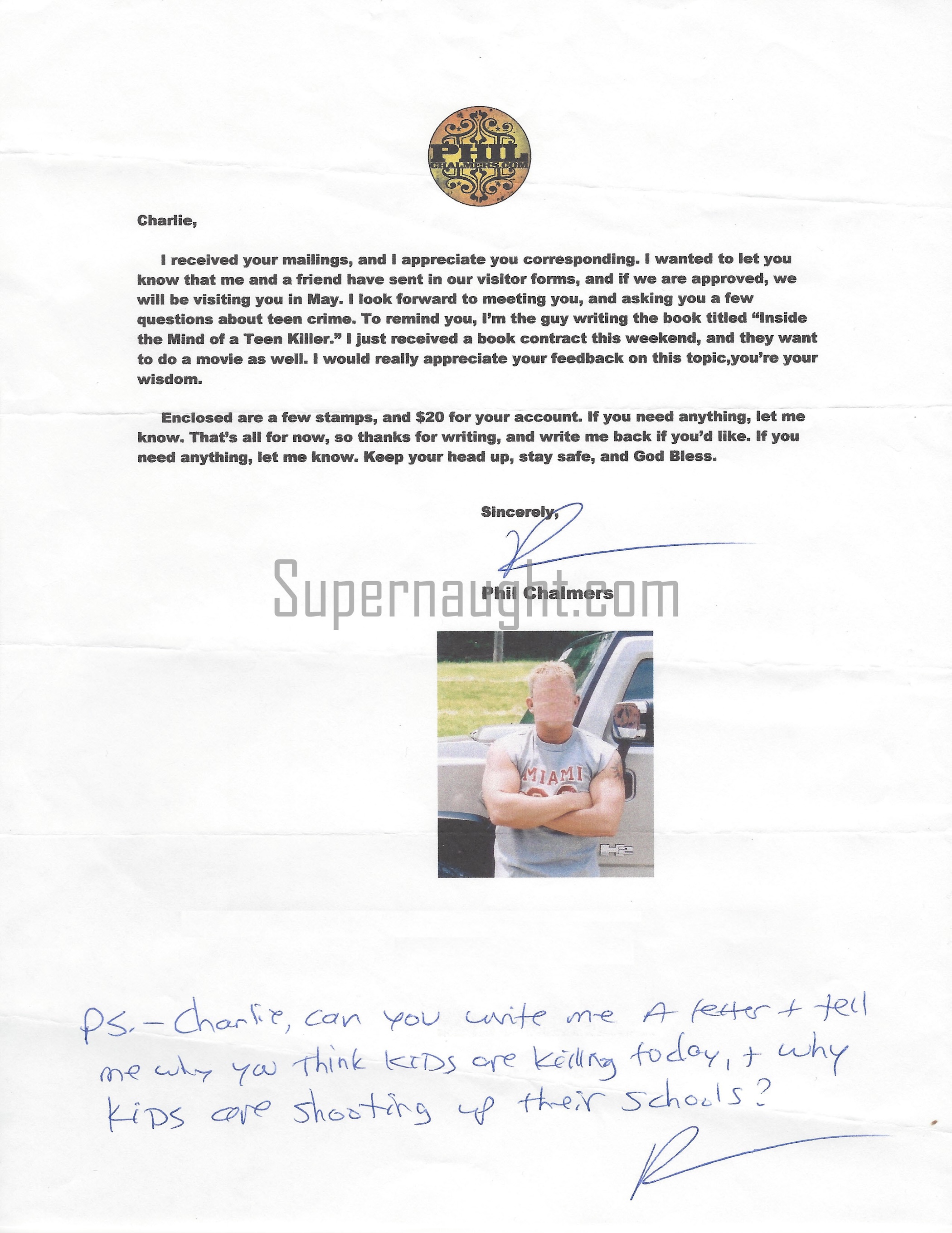 Charles Manson Letter Sent to Charlie