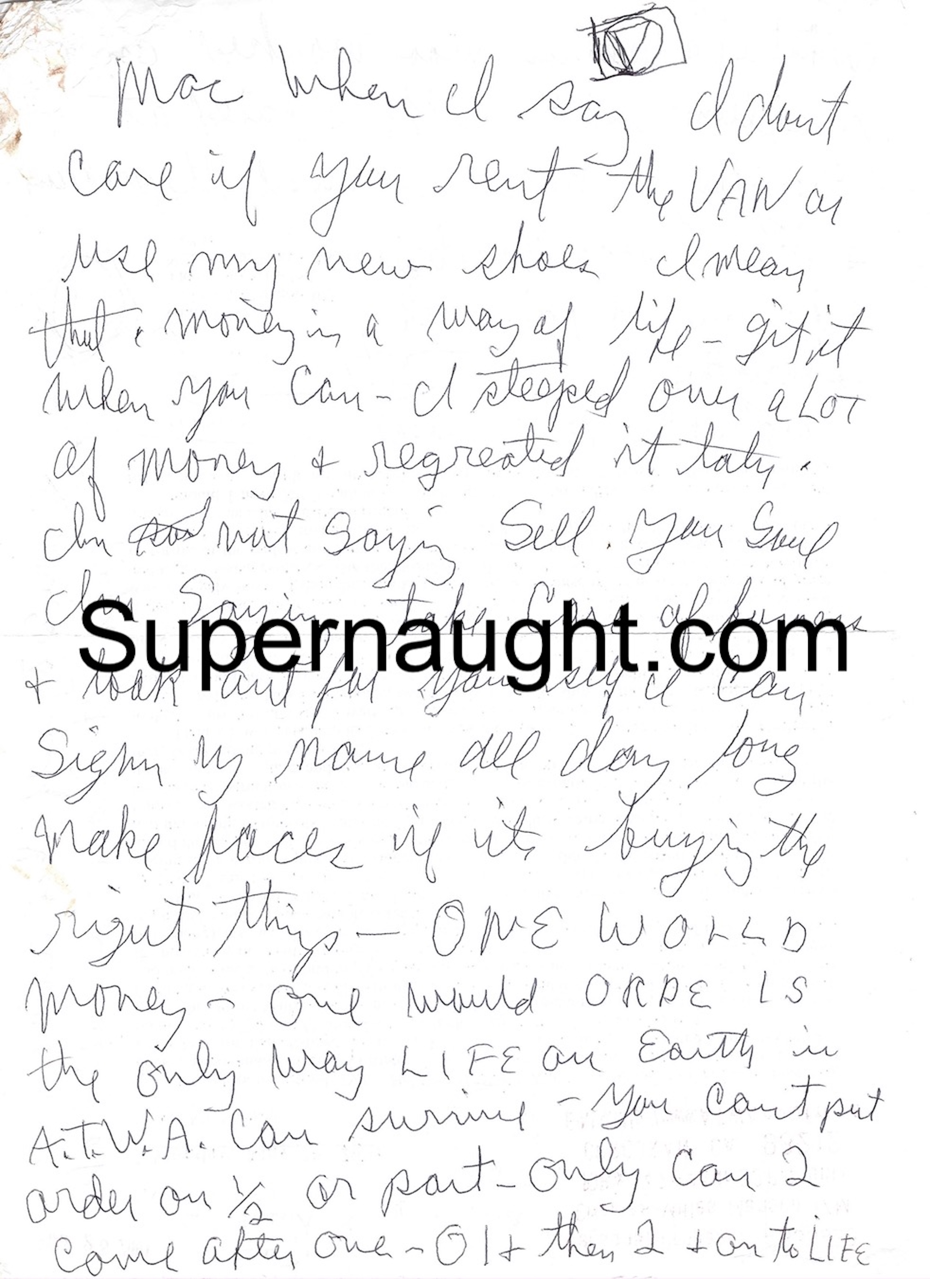 Charles Manson Letter Signed Mac