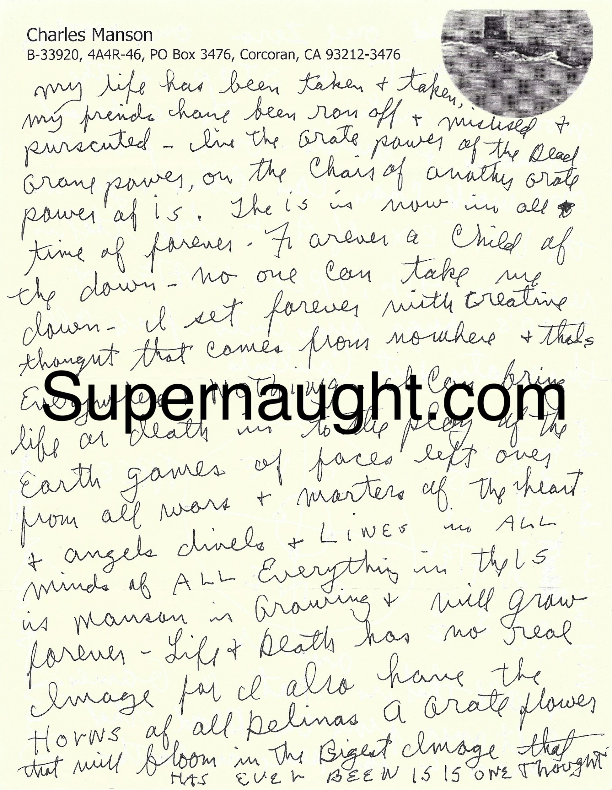 Charles Manson Letter with ATWA Illustration Signed image 2