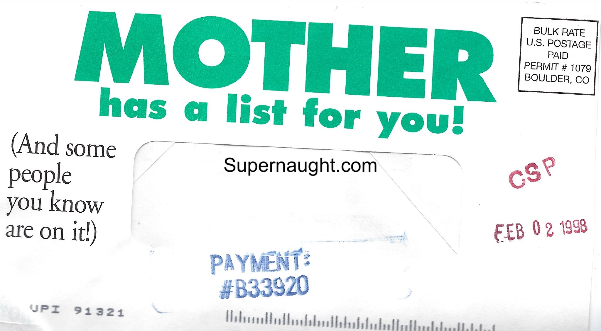 Charles Manson Mother Earth Renewal Form with Envelope image 2