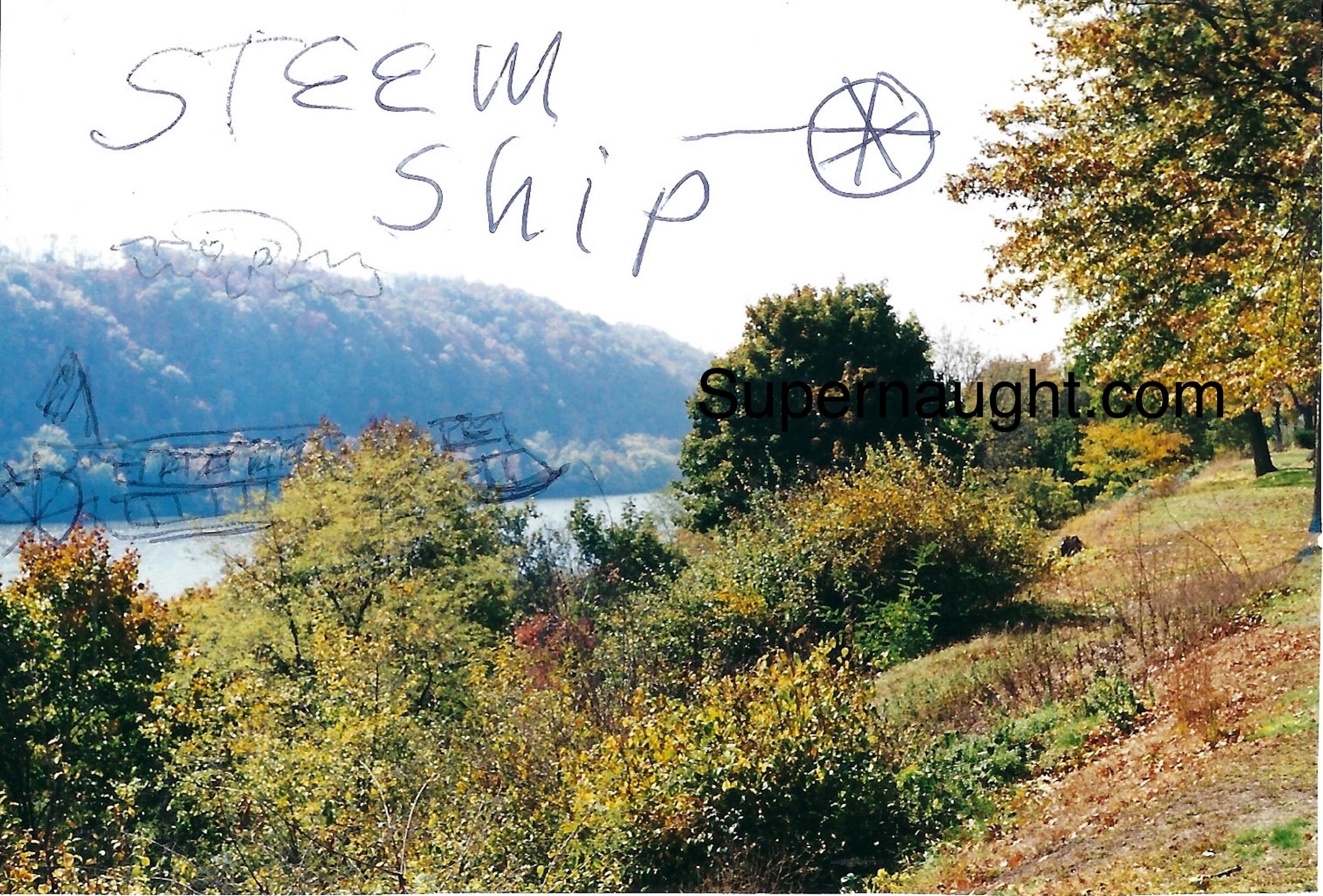 Charles Manson Mountain Man Steam Ship Drawing on Photo