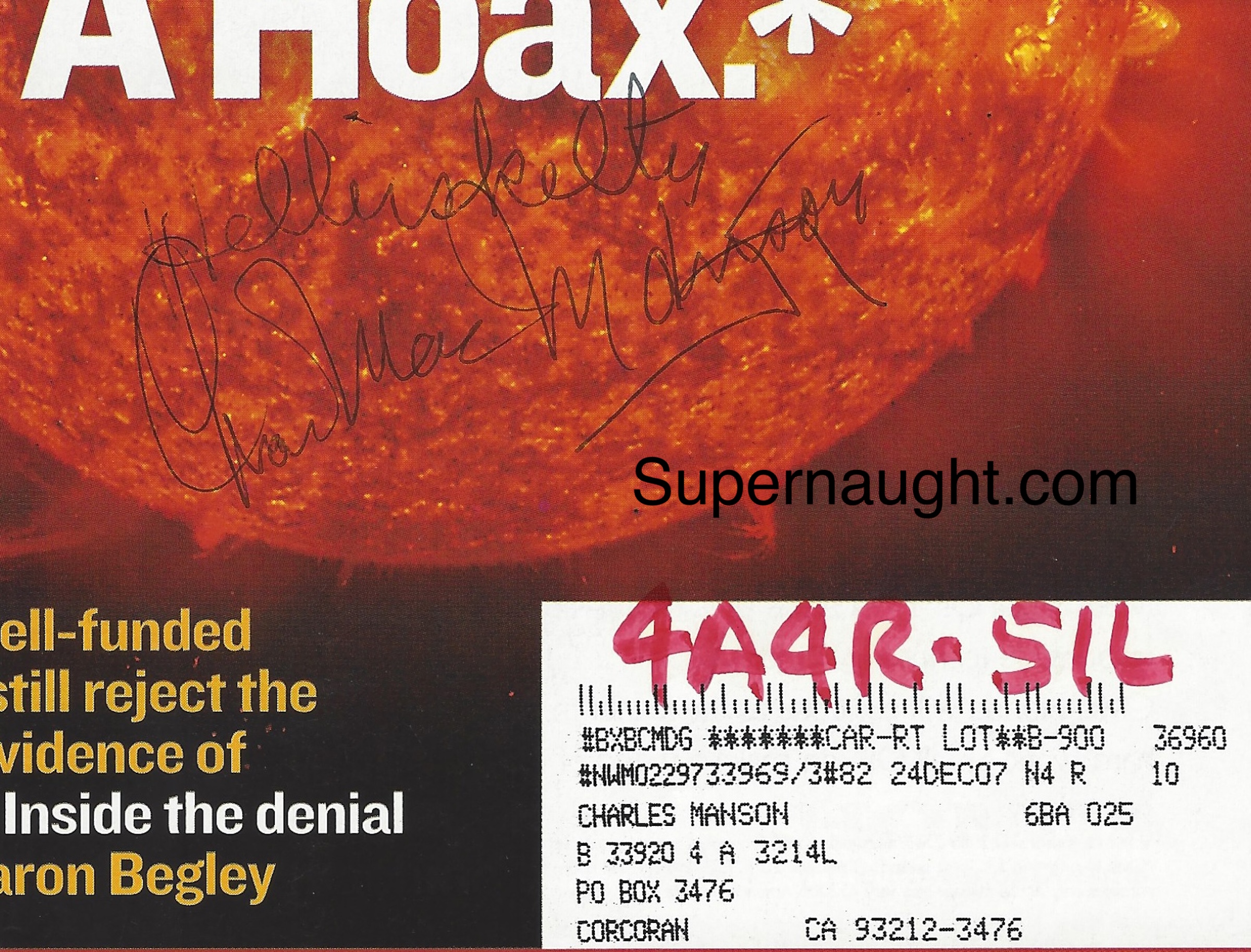 Charles Manson Newsweek August 2007 His Copy Signed image 2