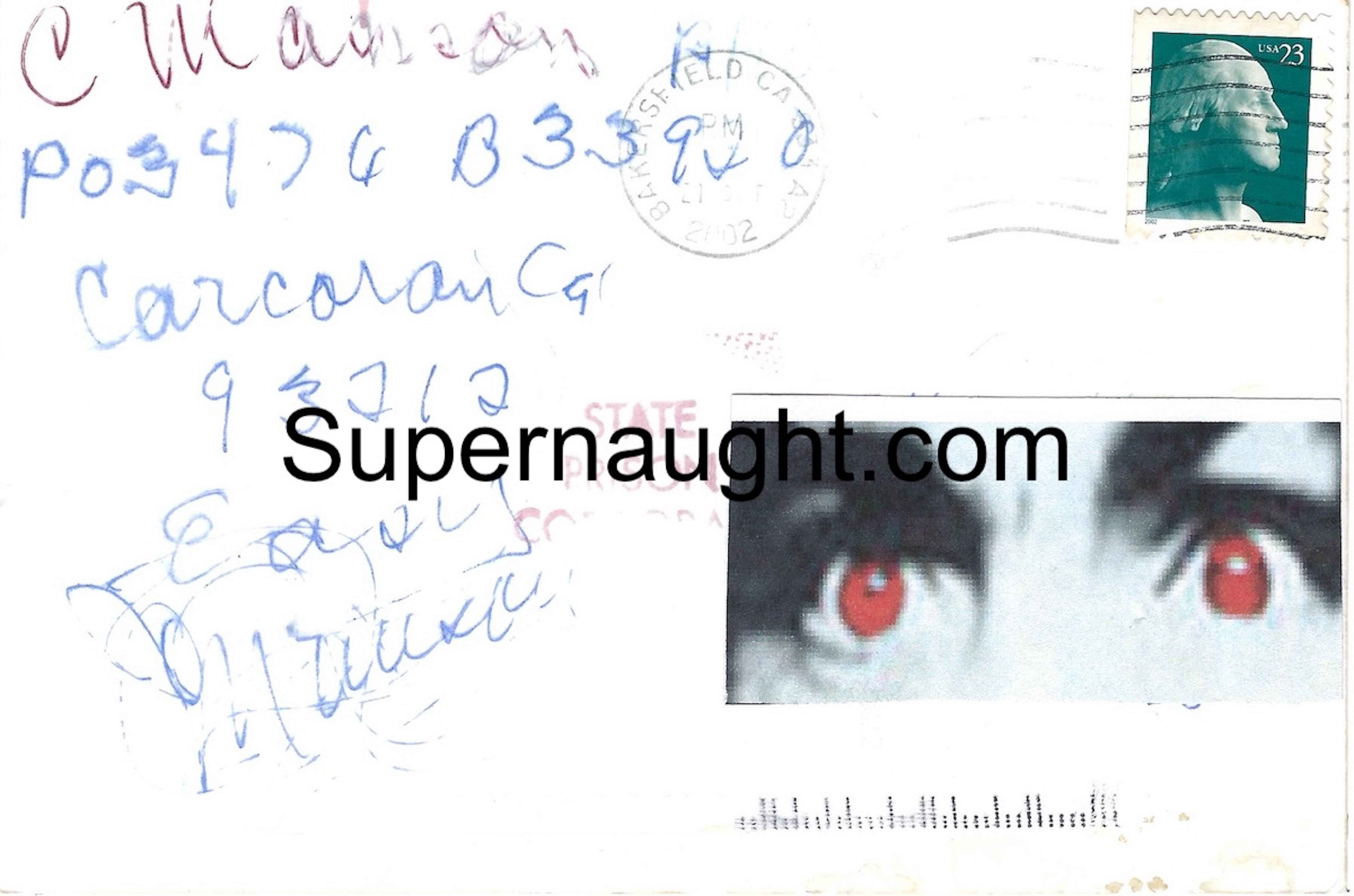 Charles Manson Postcard Photo Family Collage Signed Twice