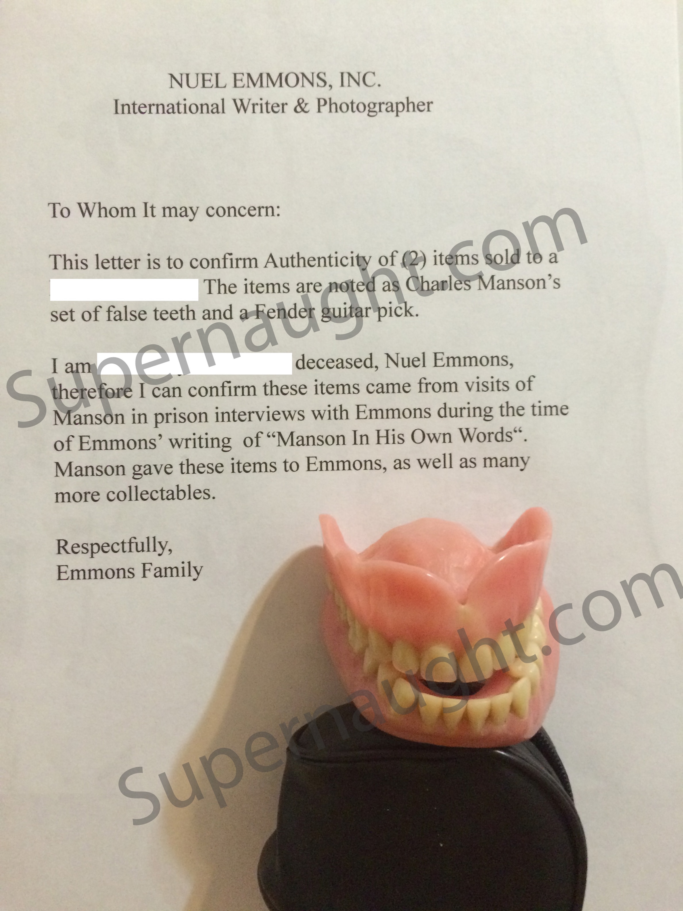 Charles Manson Prison Owned Dentures
