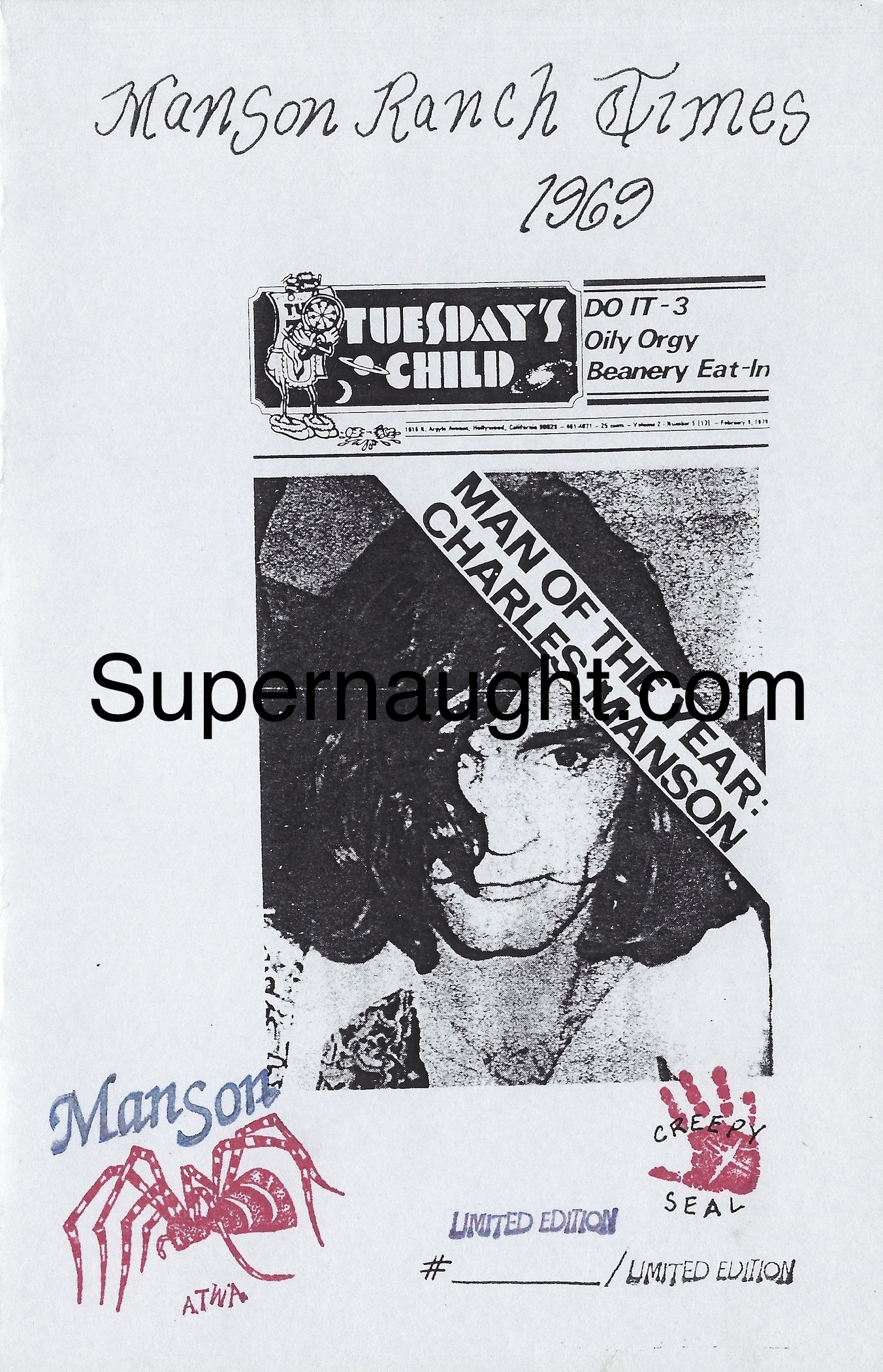 Charles Manson Ranch Times 1969 Prototype Cover