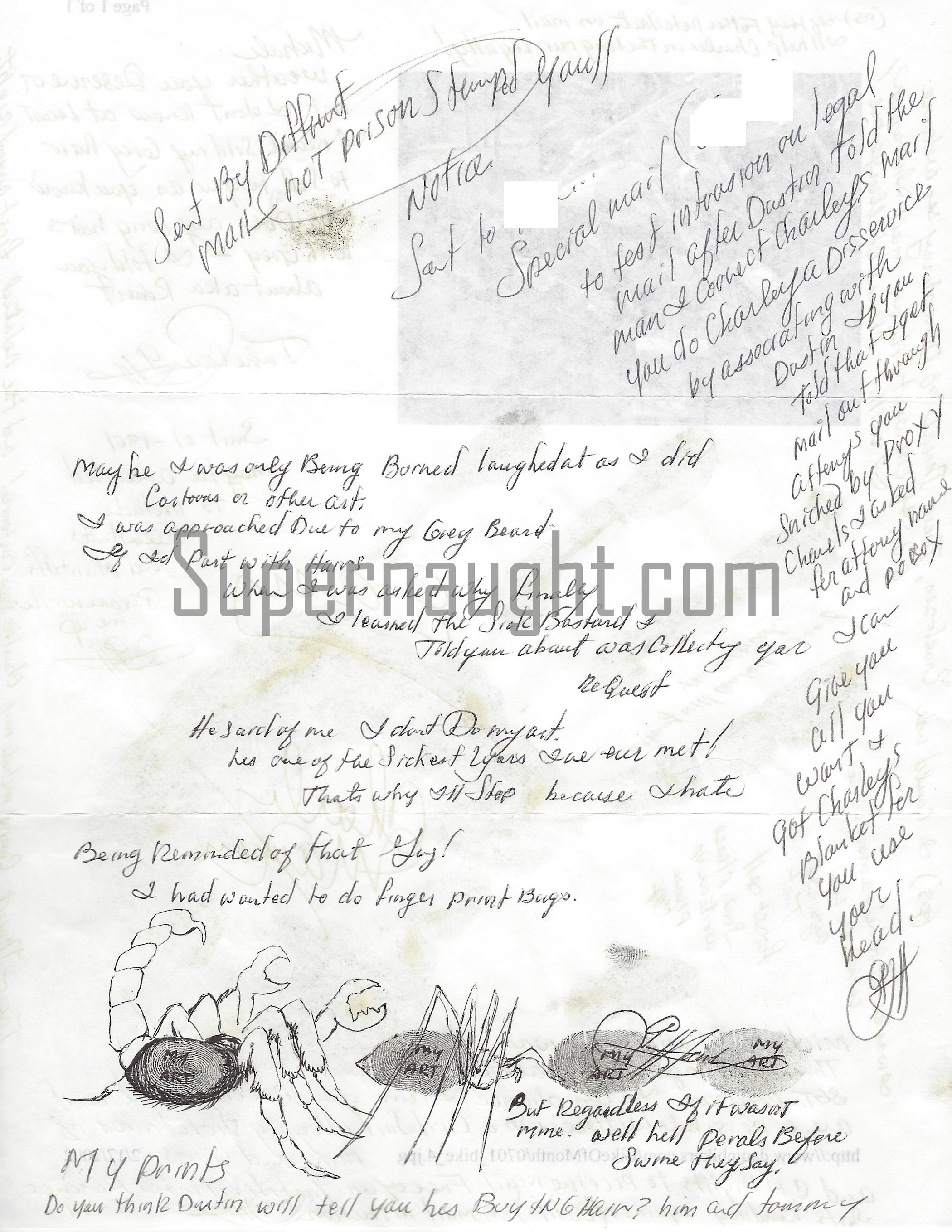 Charles Manson Right Hand Print Signed image 2