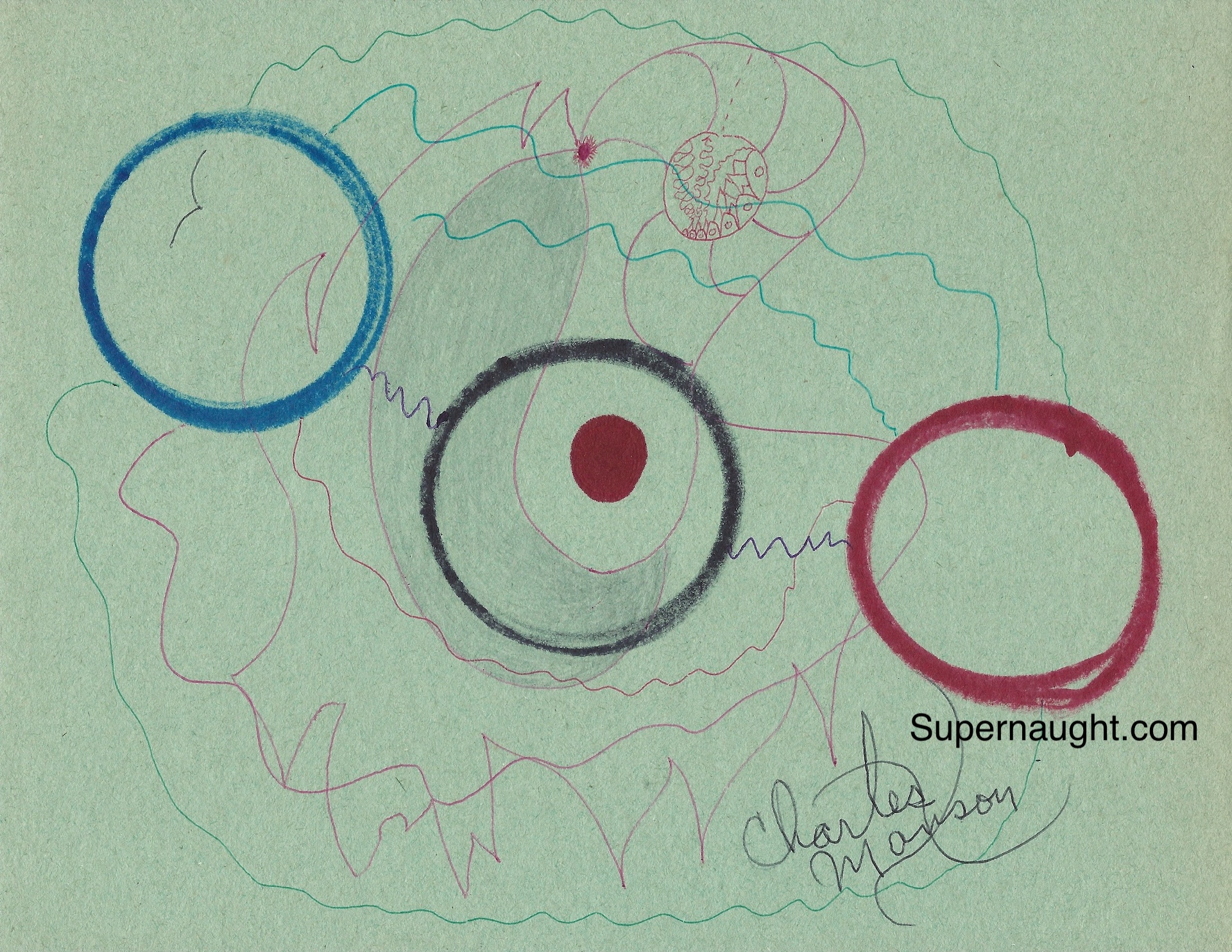 Charles Manson Signed Abstract Drawing