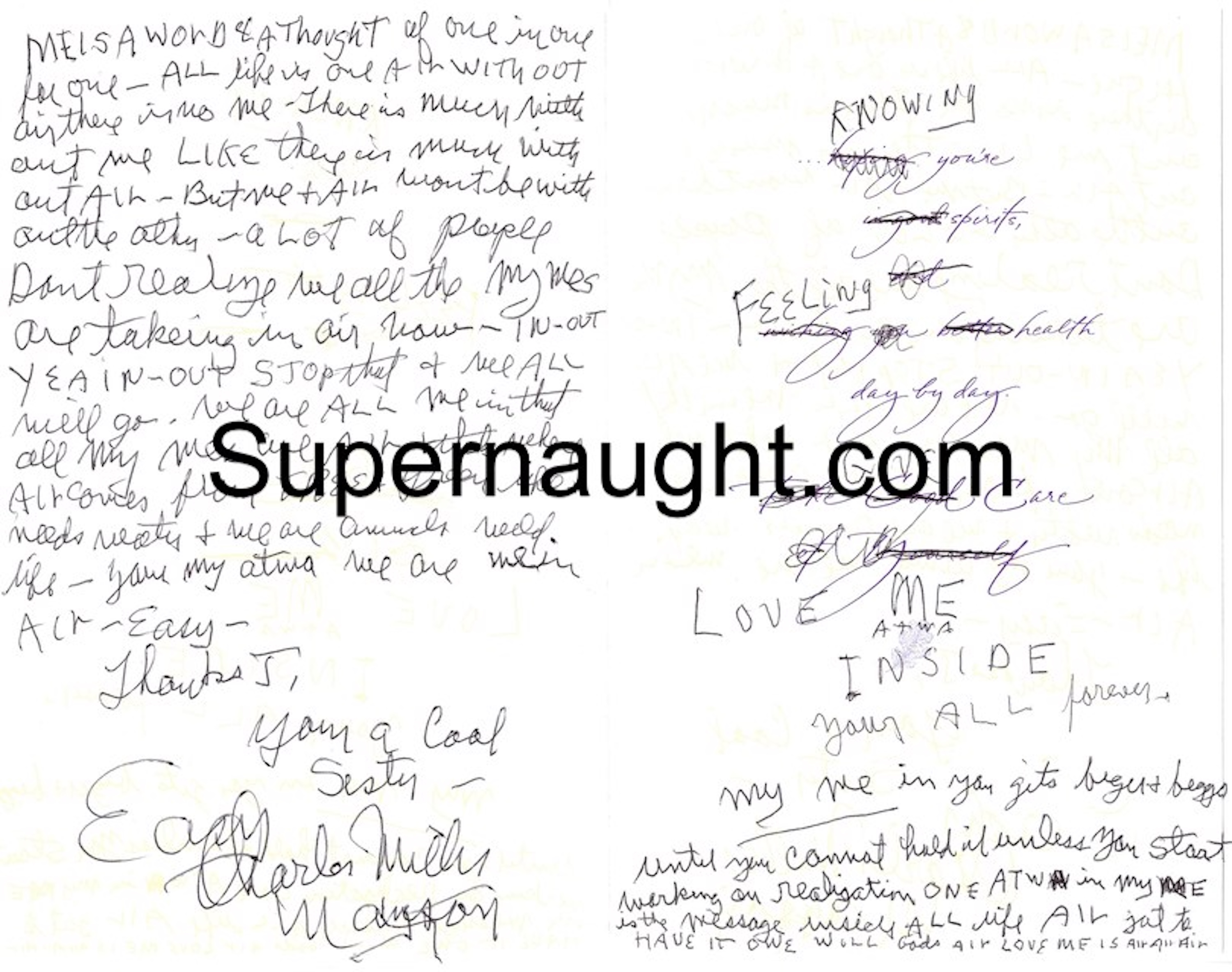 Charles Manson Signed Card With Envelope Set