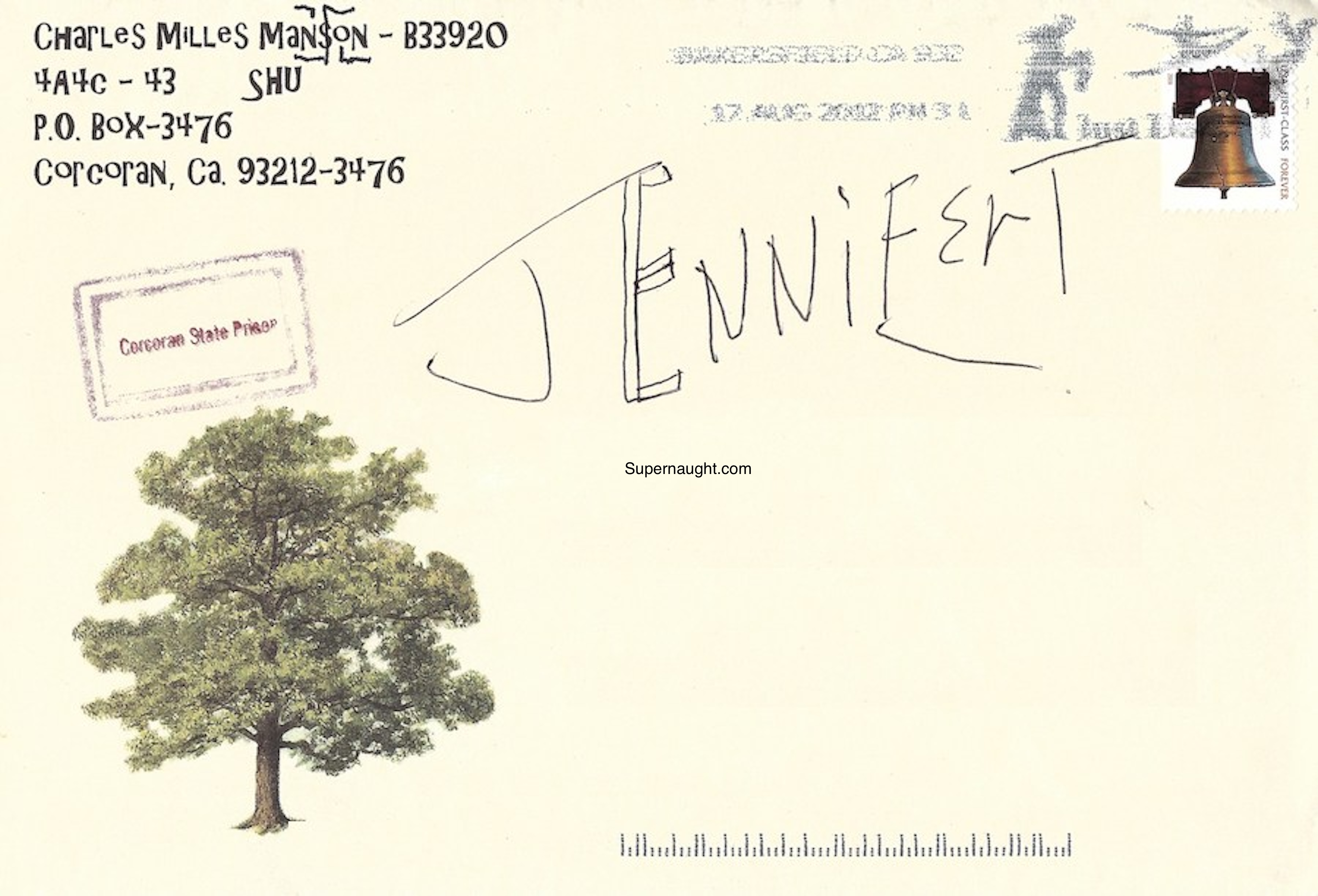 Charles Manson Signed Card With Envelope Set image 3