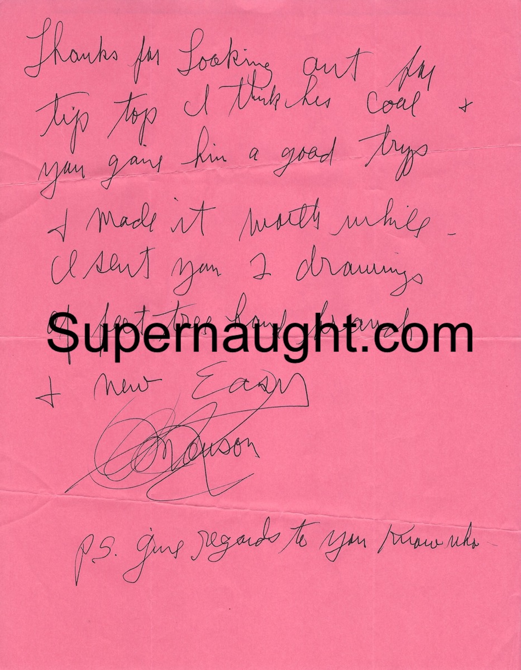 Charles Manson Signed Handwritten Letter
