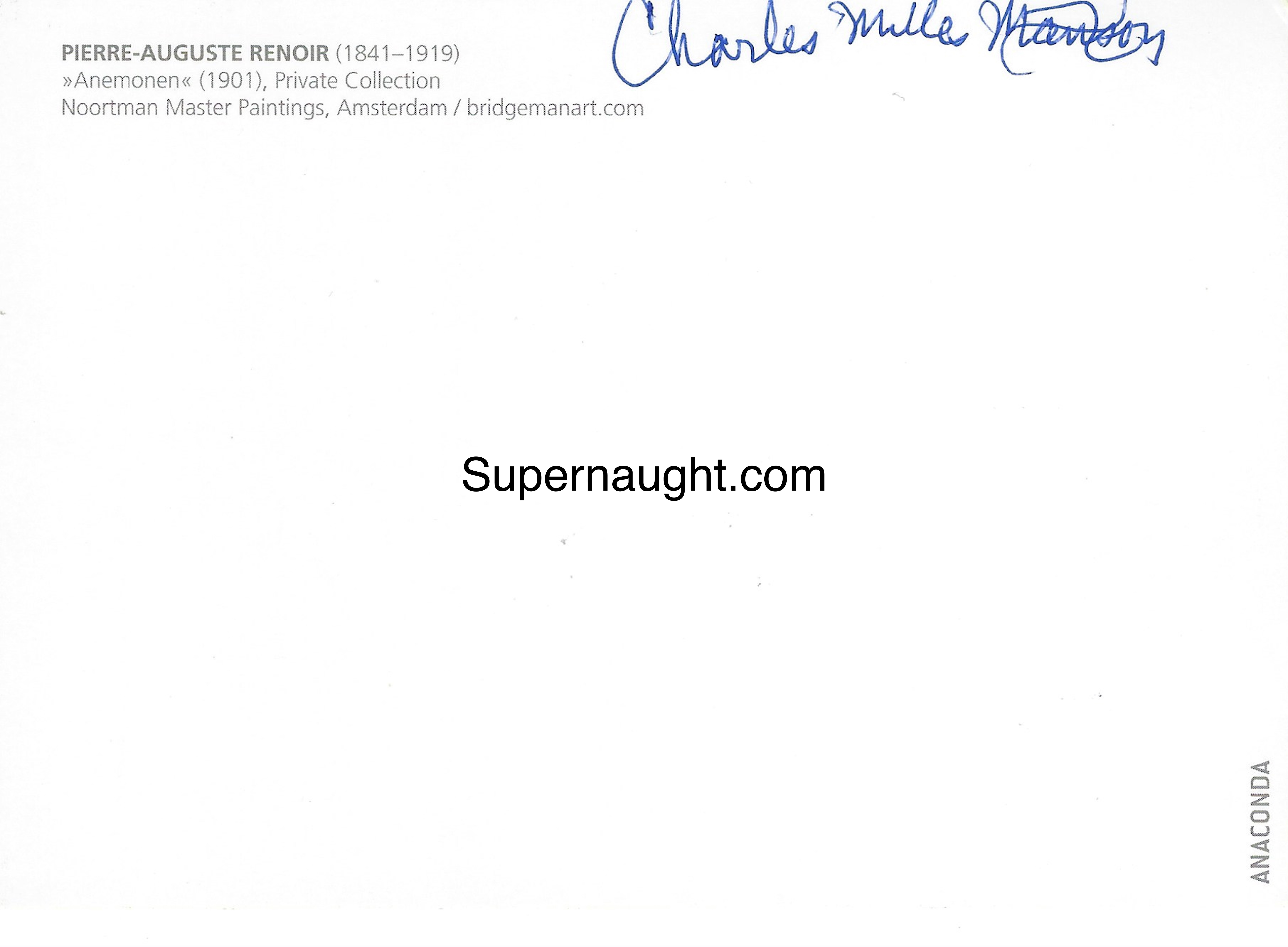 Charles Manson Signed Painting Postcard Pierre Auguste Renoir
