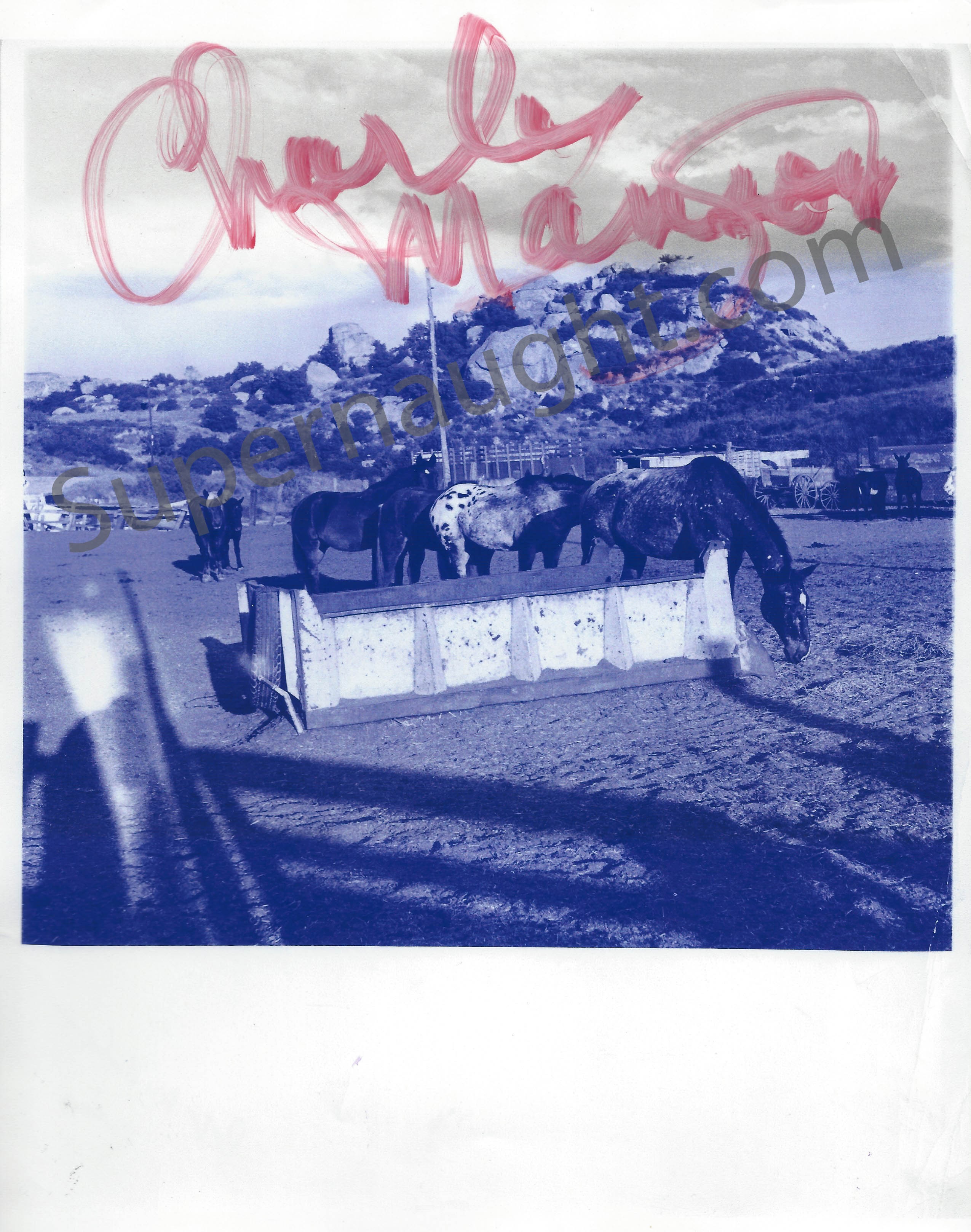Charles Manson Signed Spahn Ranch Photo