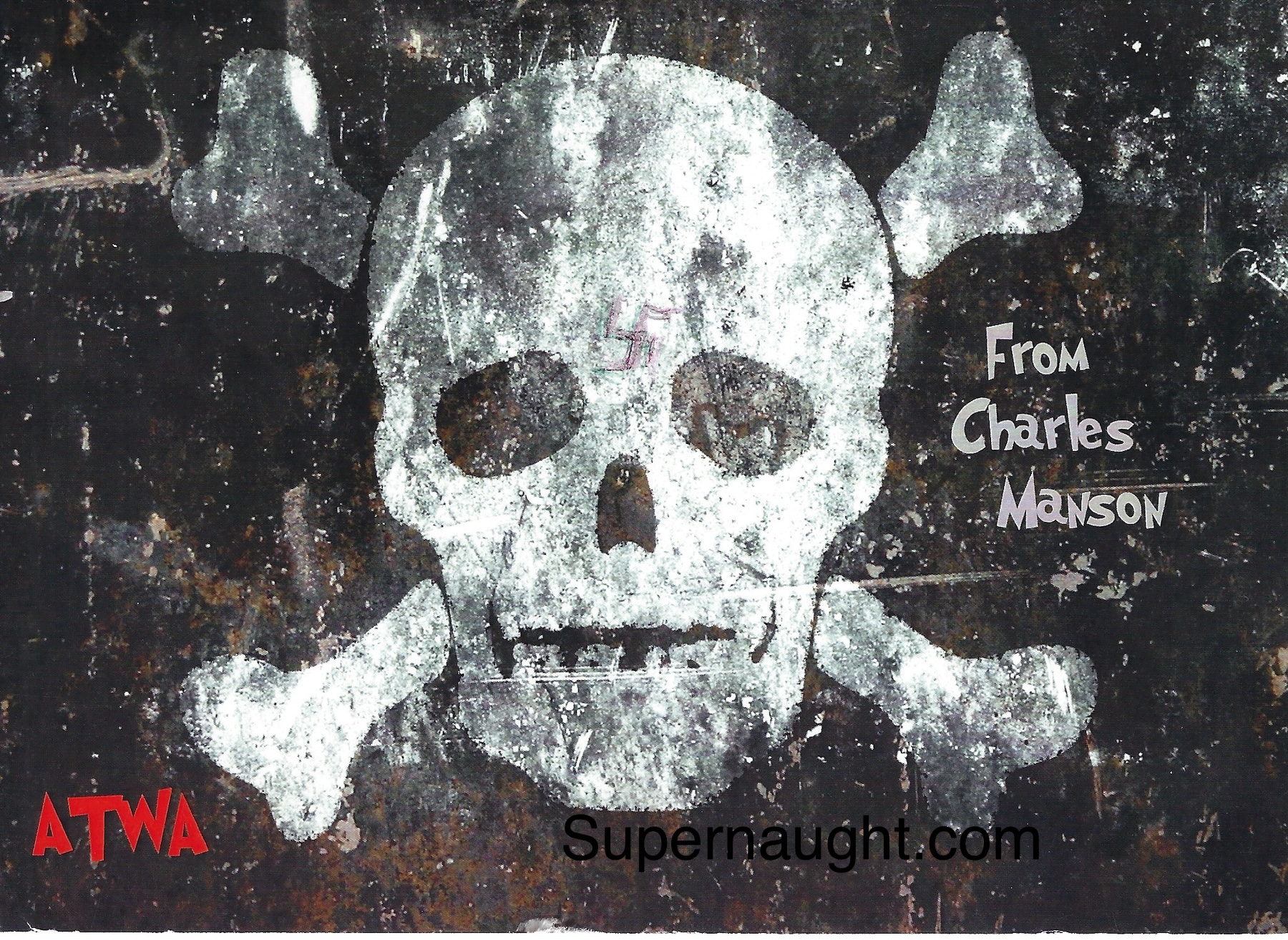 Charles Manson Skull Crossbones Postcard Signed Twice image 2