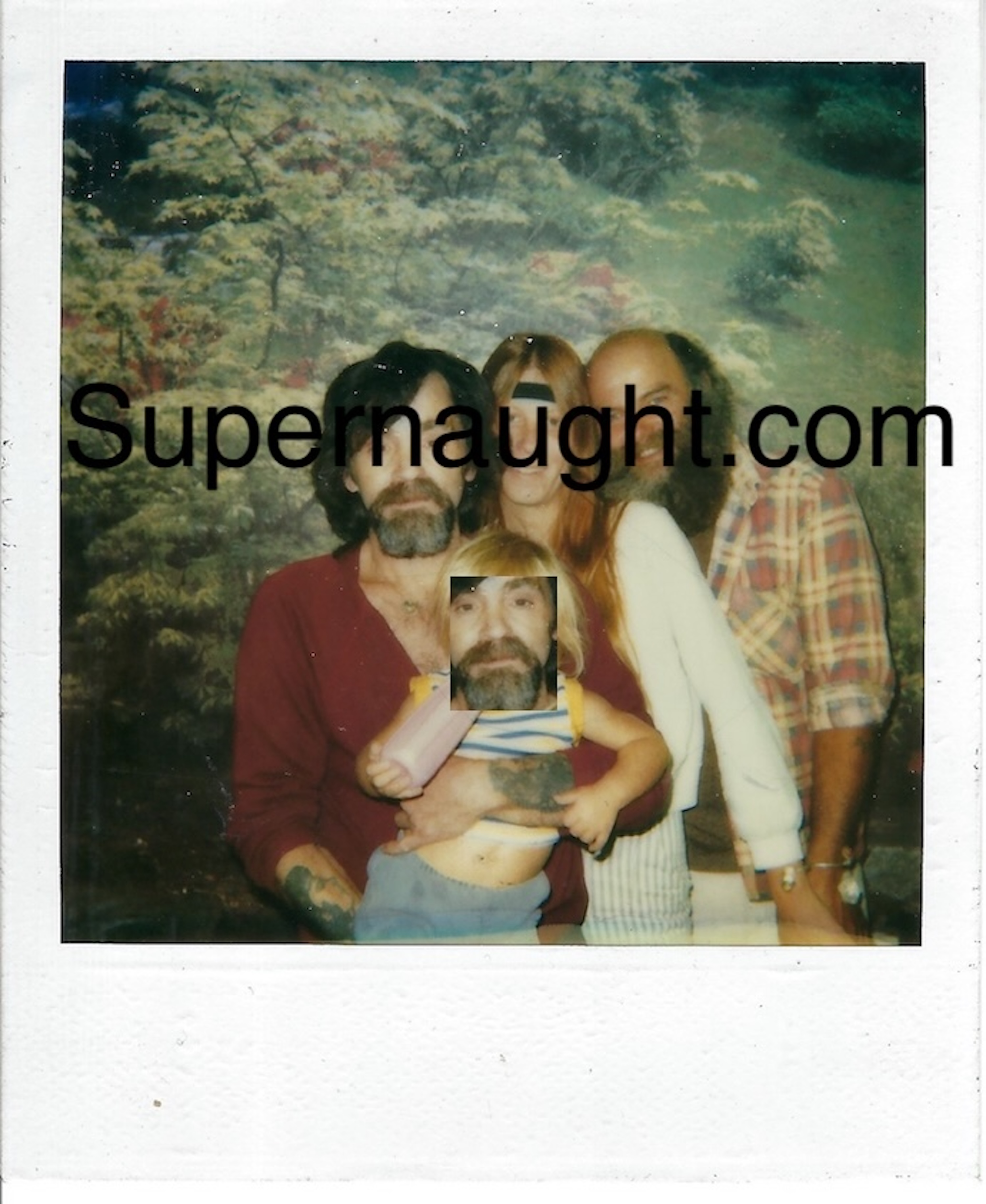 Charles Manson with TJ the Terrible and Family Polaroid