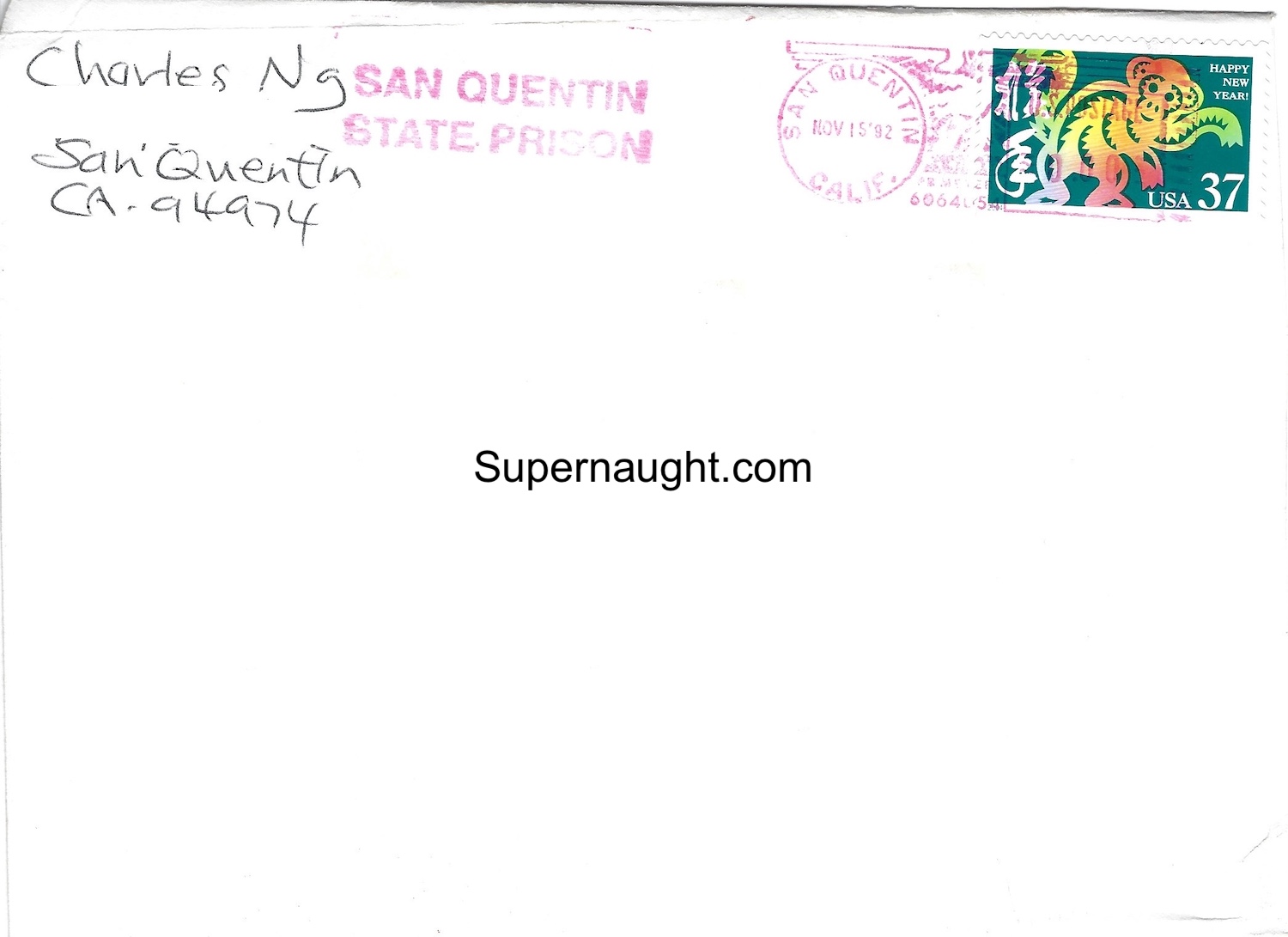 Charles Ng Peace on Earth Card and Envelope Both Signed image 3