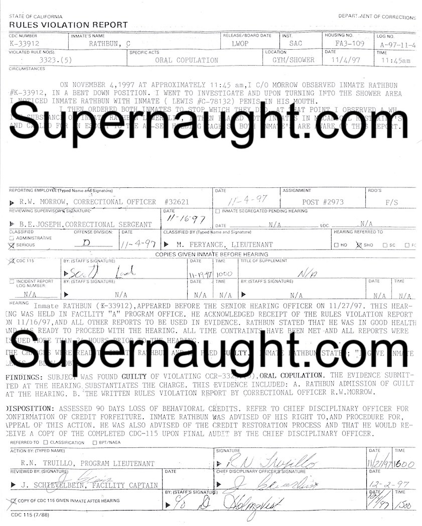 Charles Rathbun Rules Violation Document