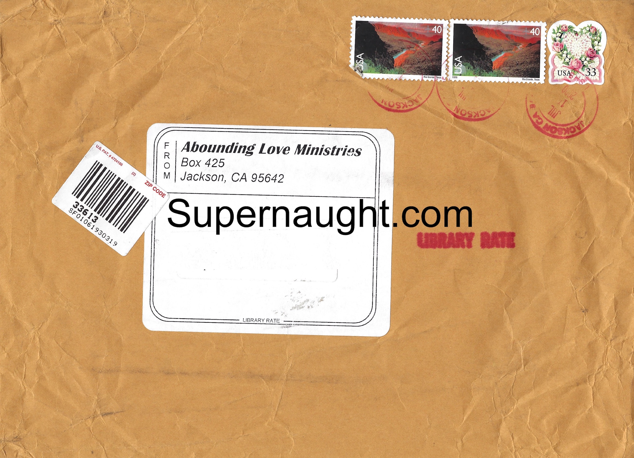 Charles Tex Watson Abounding Love Ministries Envelope