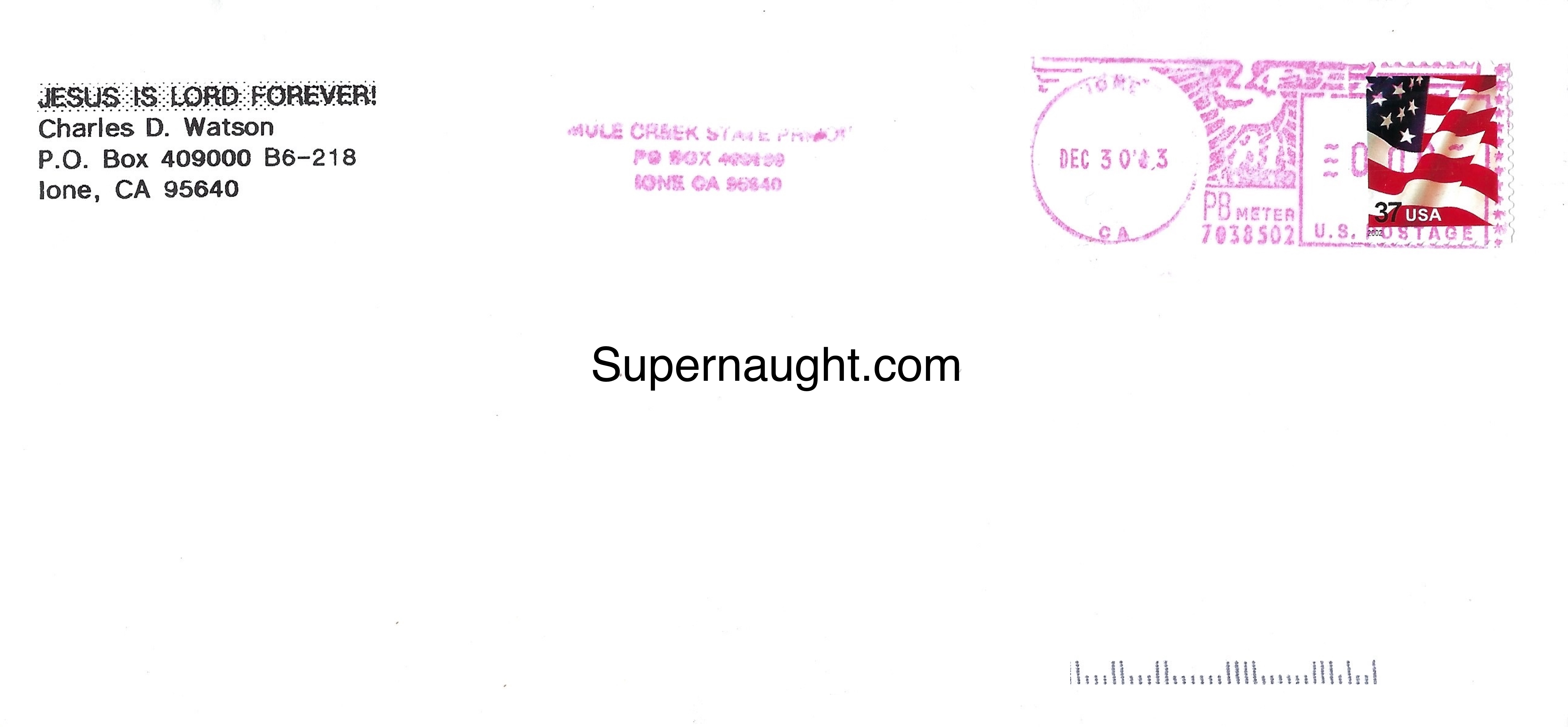 Charles Tex Watson Signed Letter Envelope Set image 2