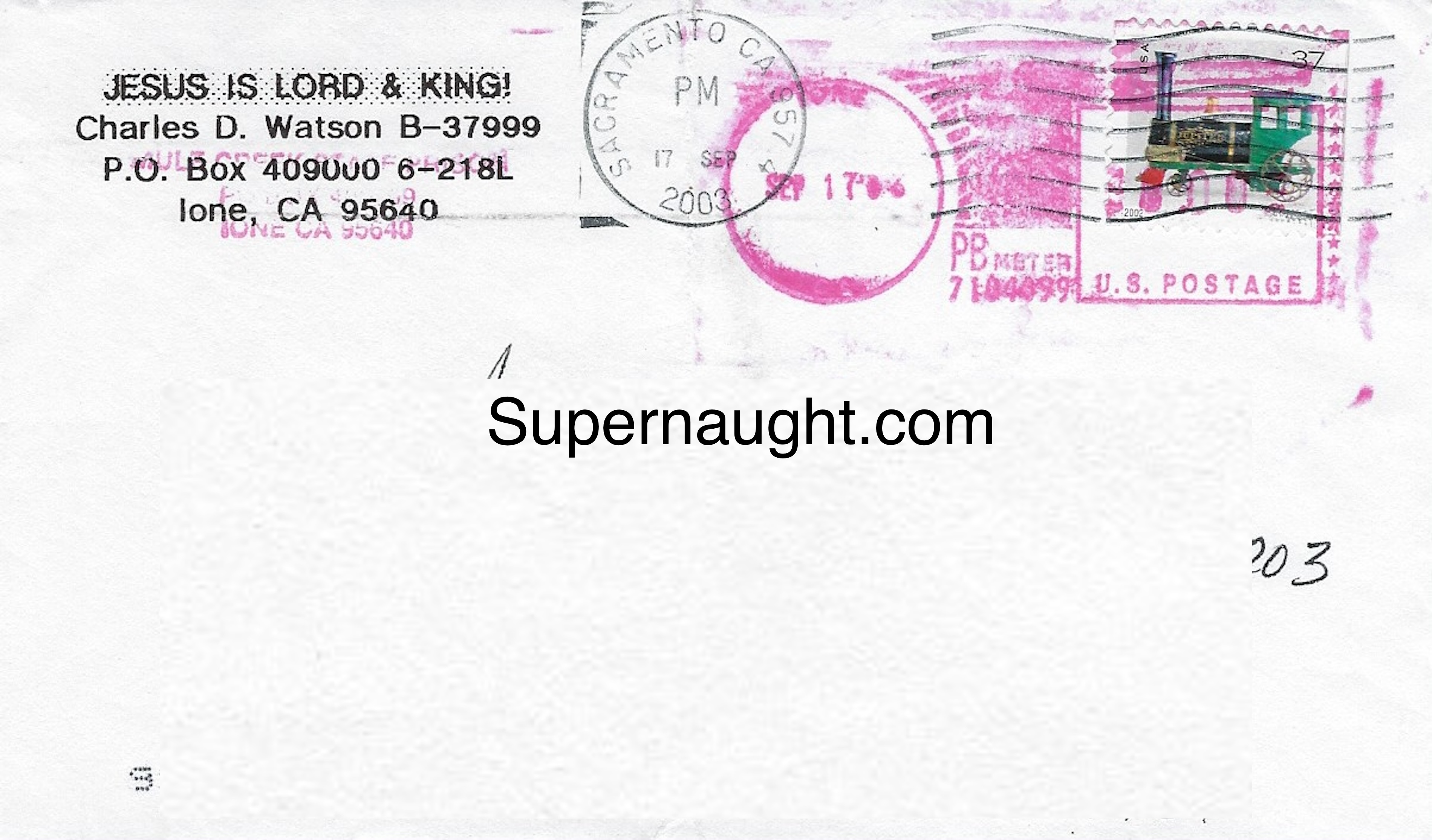 Charles Tex Watson Signed Letter With Envelope Set image 2