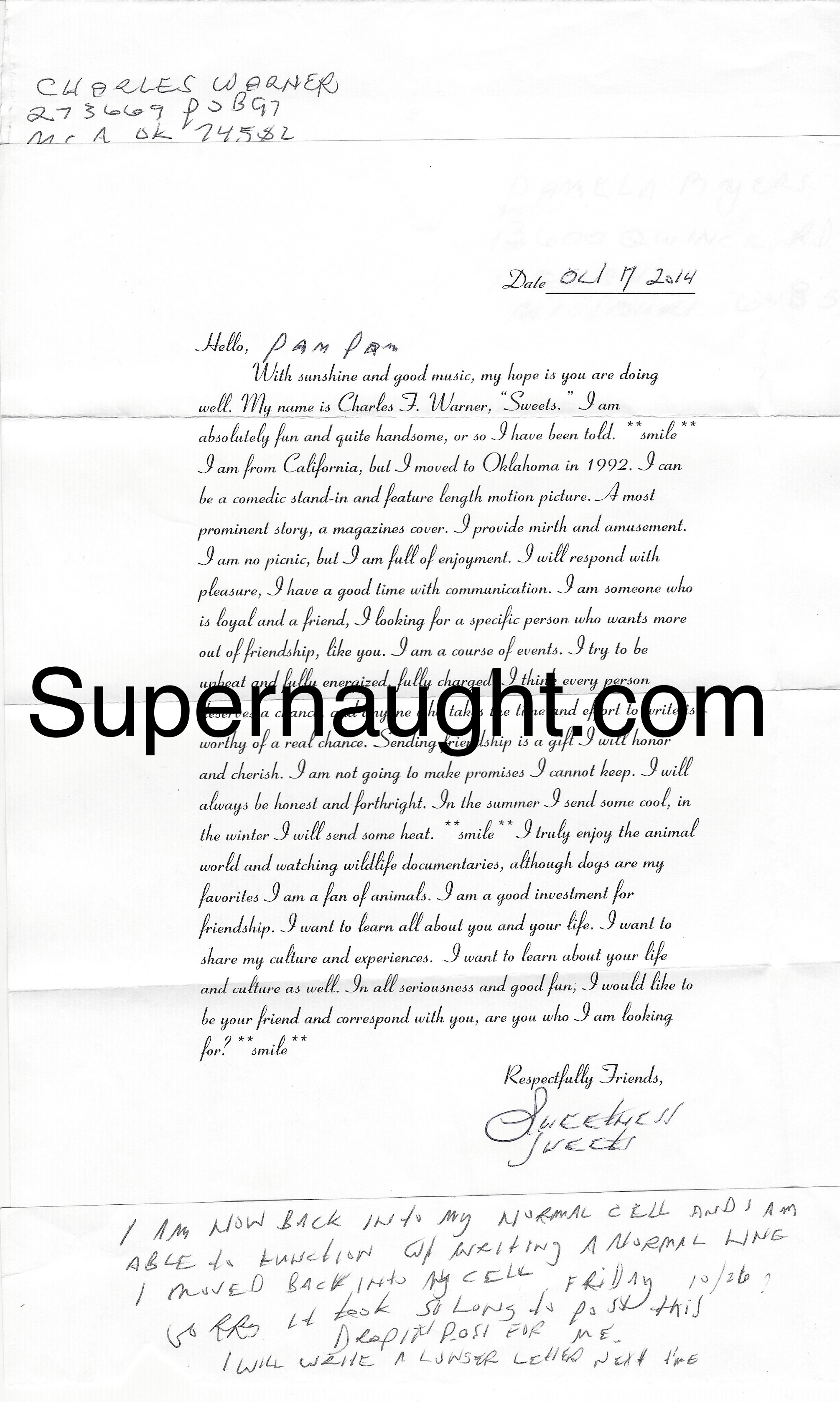 Charles Warner Letter and Envelope Set Both Signed Executed