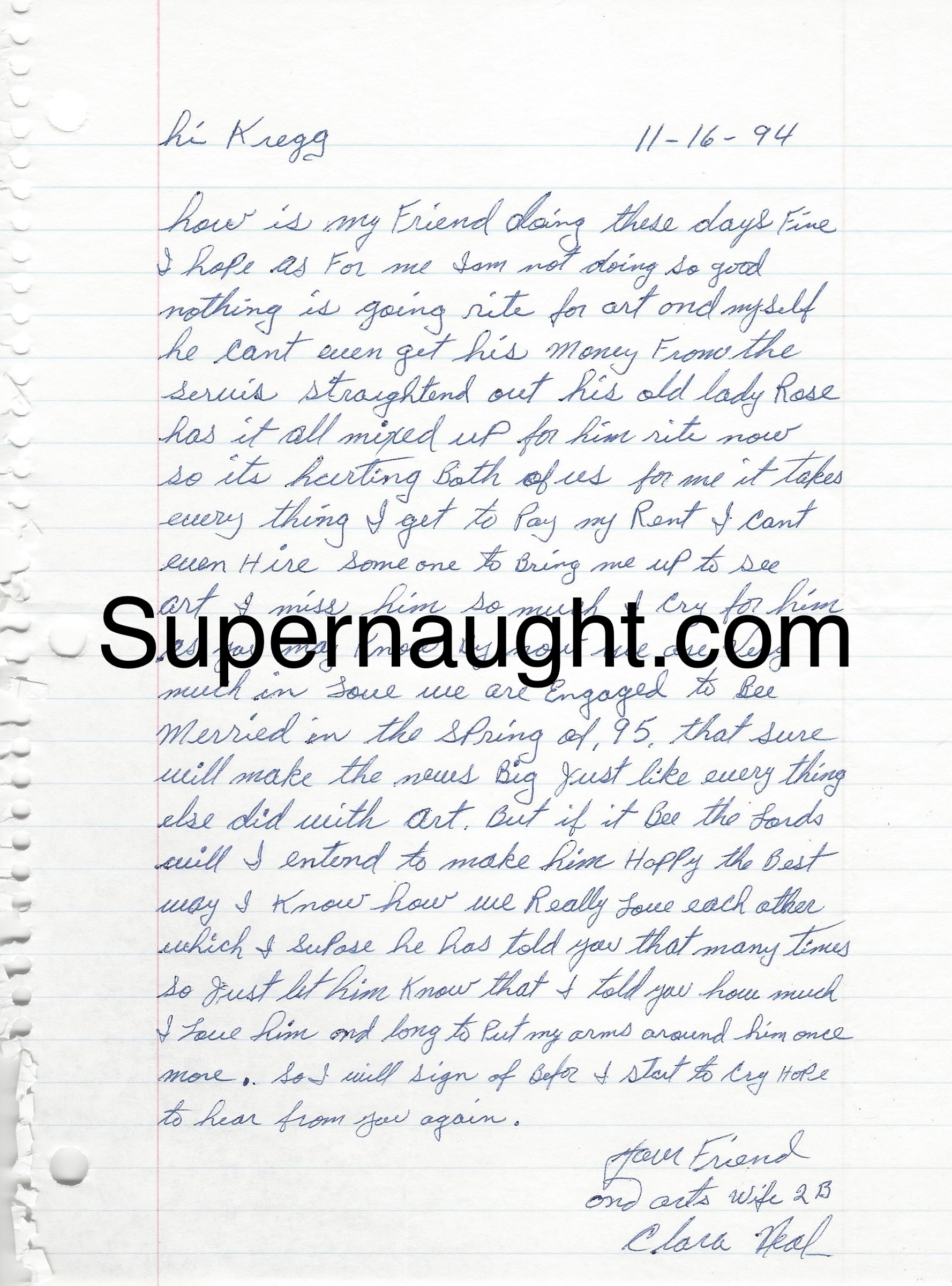 Clara Neal Signed Letter Wife of Arthur Shawcross Signed Letter