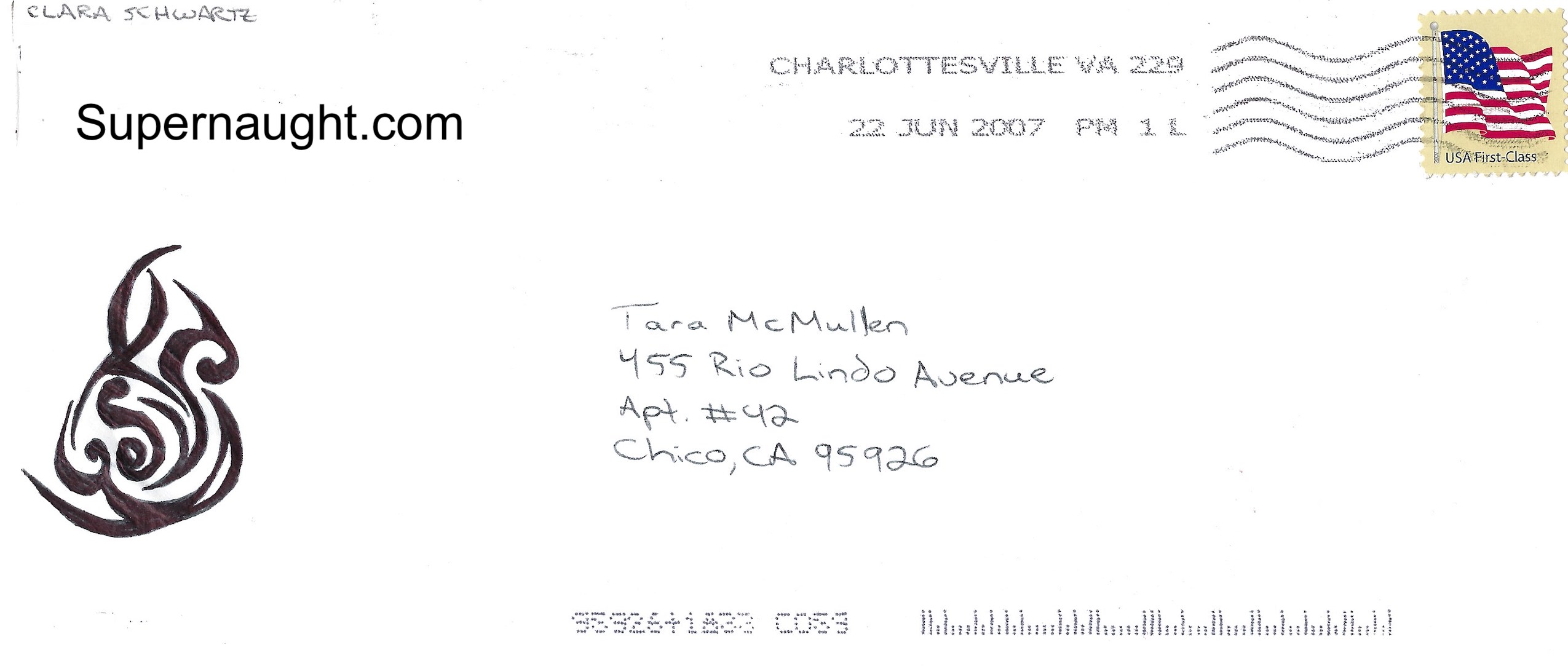 Clara Schwartz Letter and Envelope with Artwork Both Signed image 3