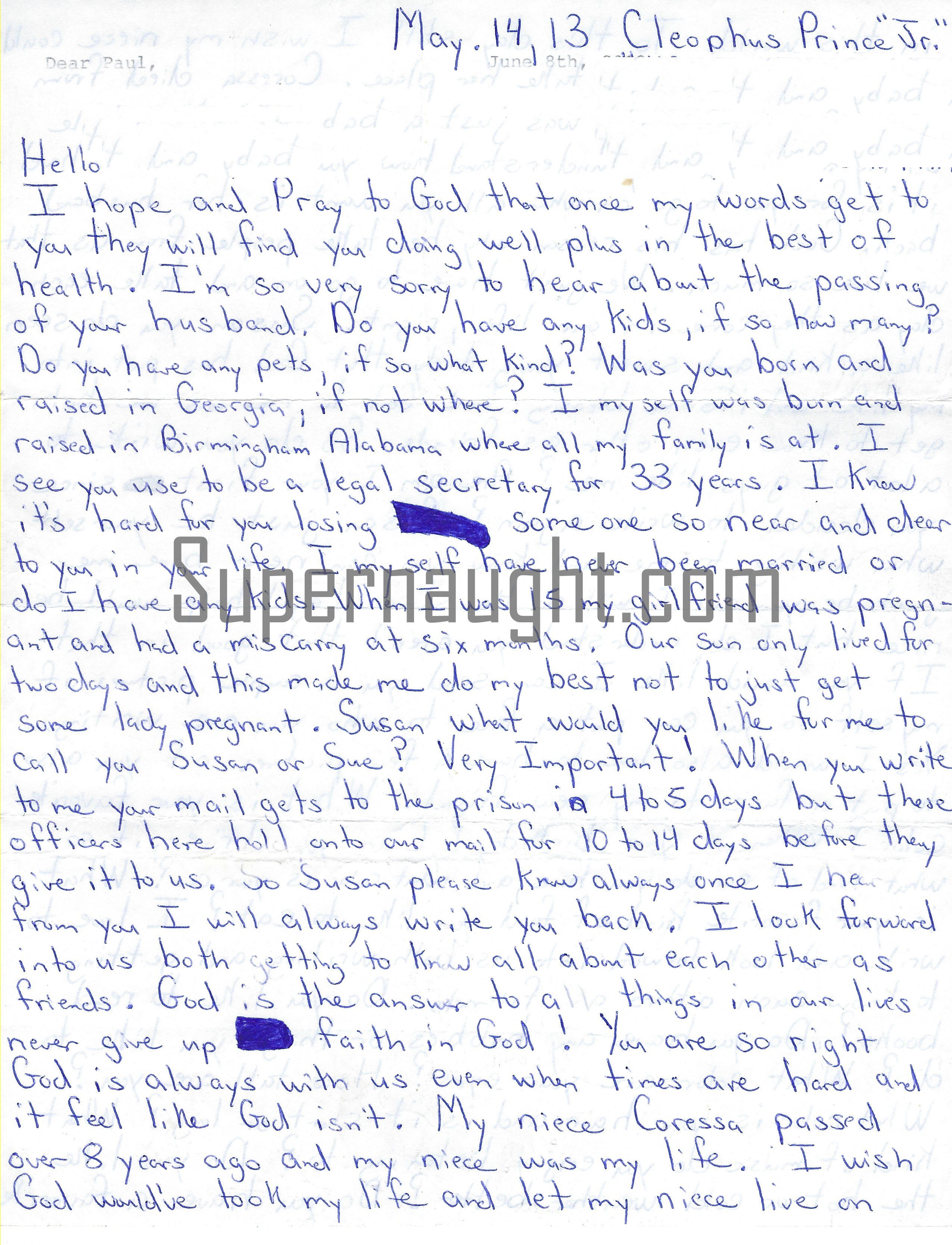 Cleophus Prince Jr. Letter And Envelope Set Both Signed