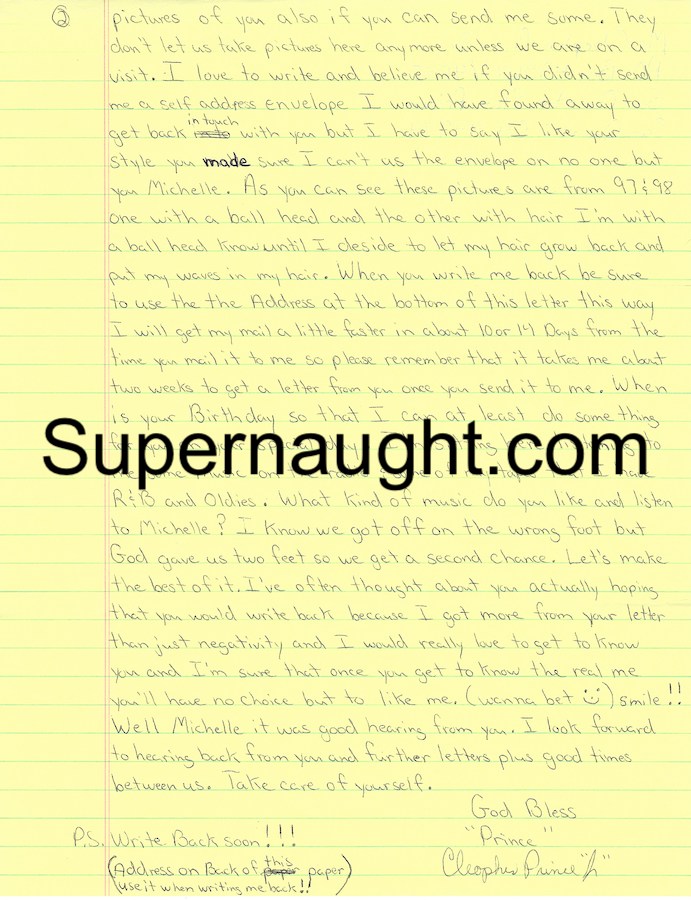 Cleophus Prince Jr. Signed Two Page Letter image 2