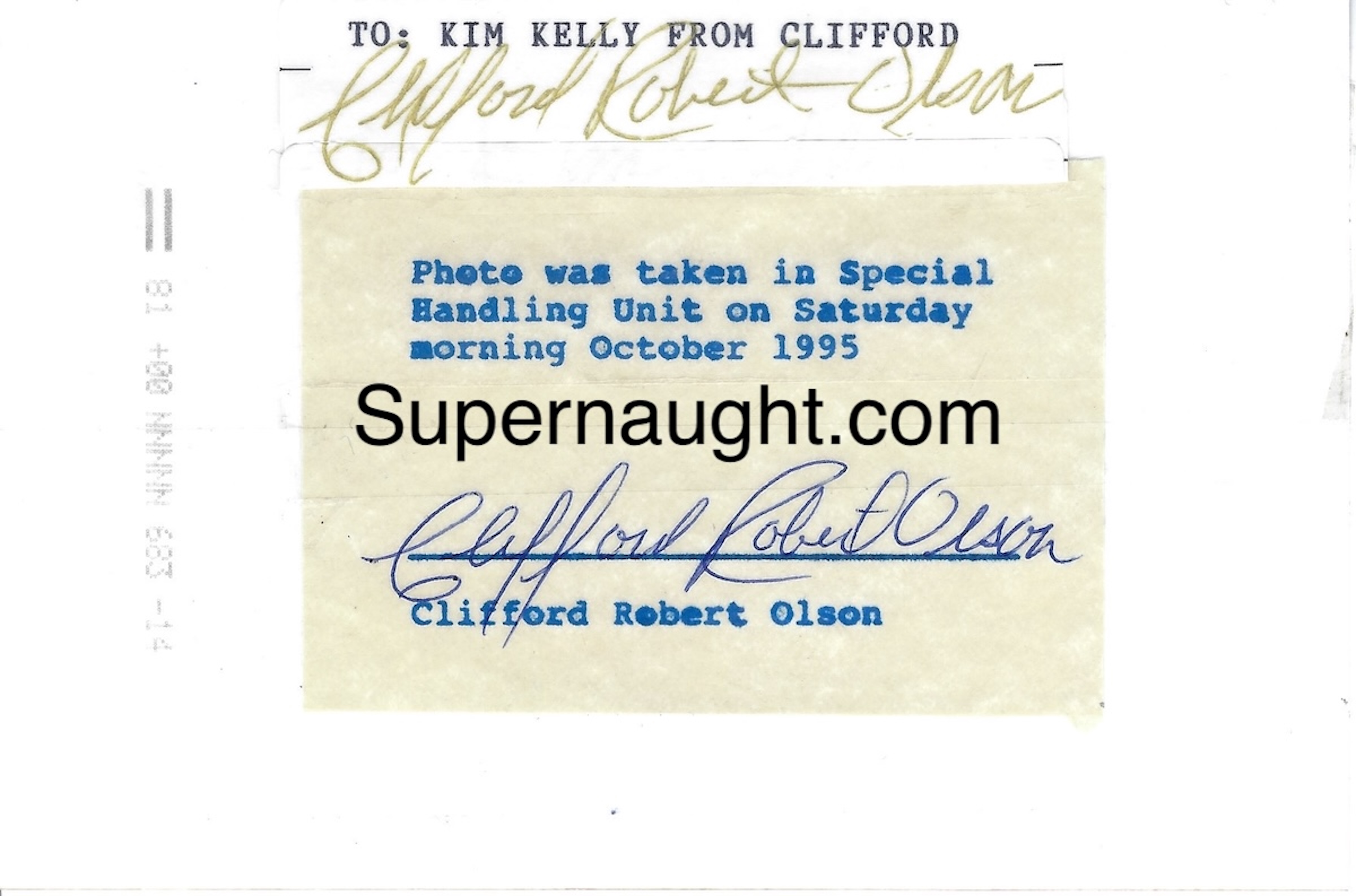 Clifford Olson 1995 SHU Signed Photo image 2