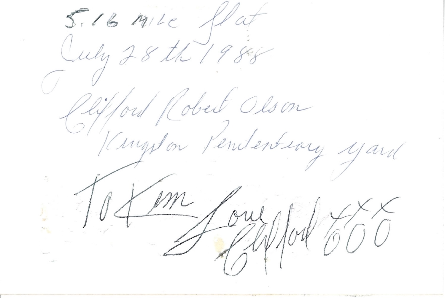 Clifford Olson Kingston Penitentiary Signed Photo image 2