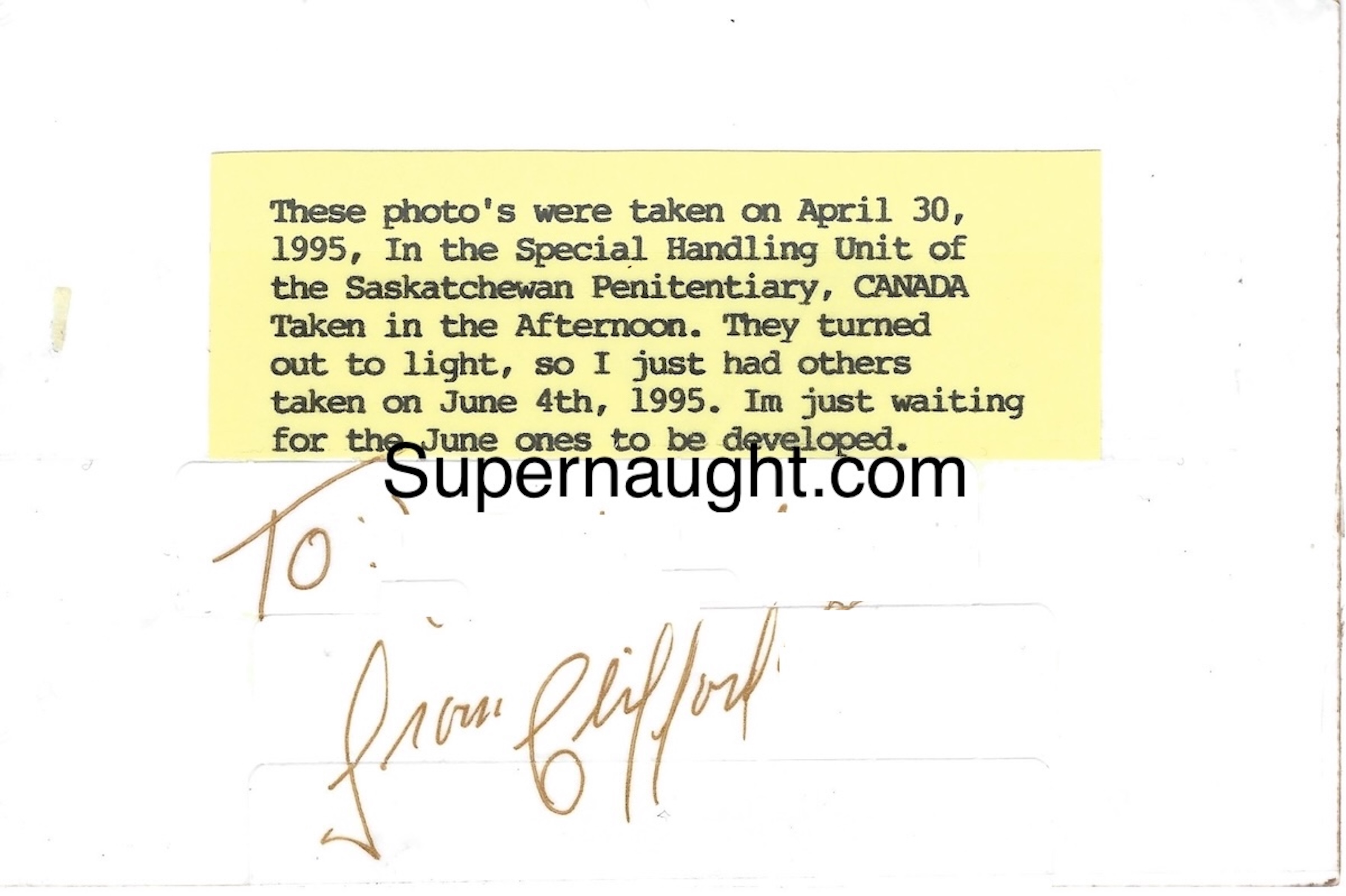 Clifford Olson Signed SHU Photo image 2