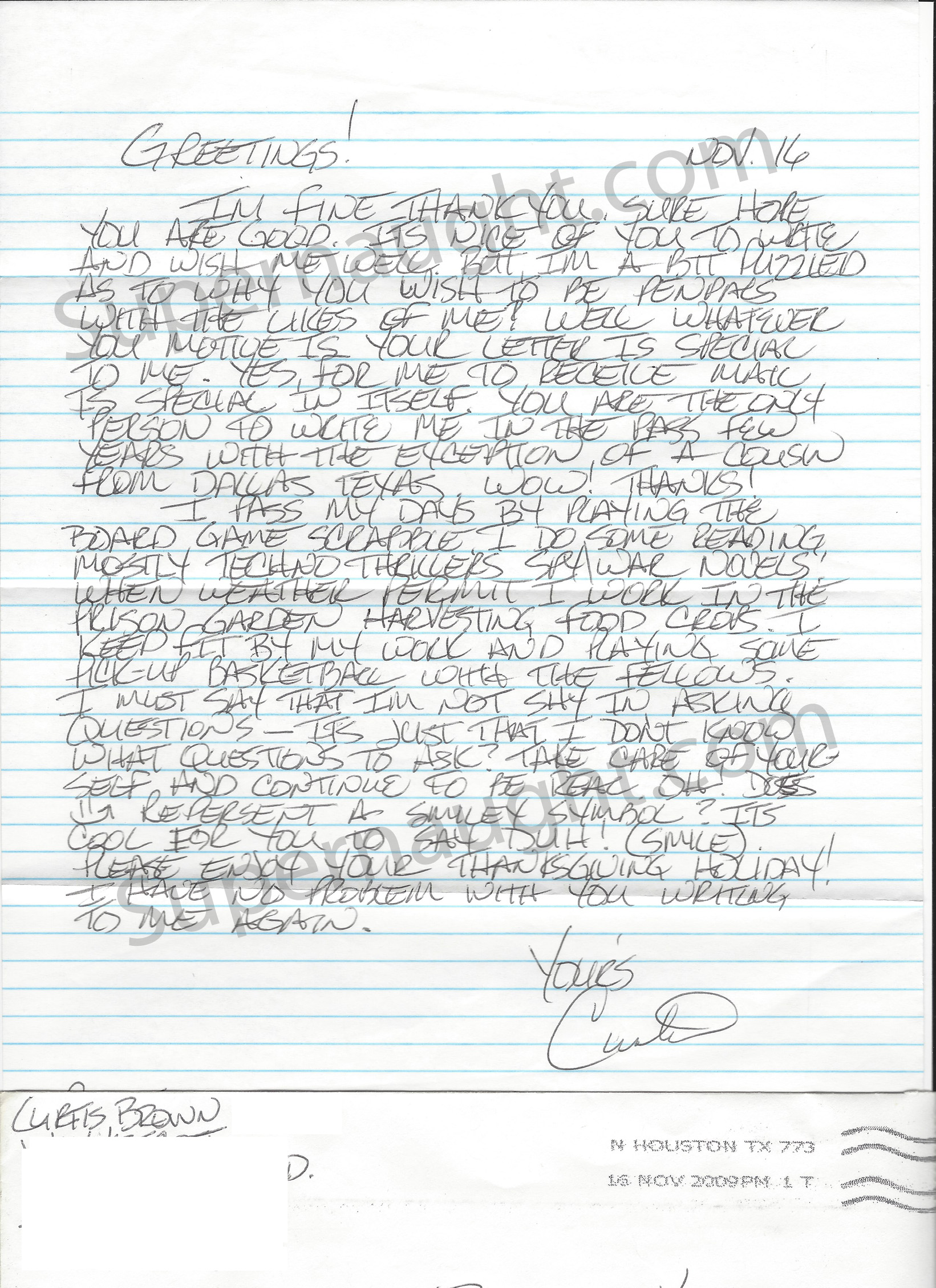 Curtis Brown Letter and Envelope Set Both Signed