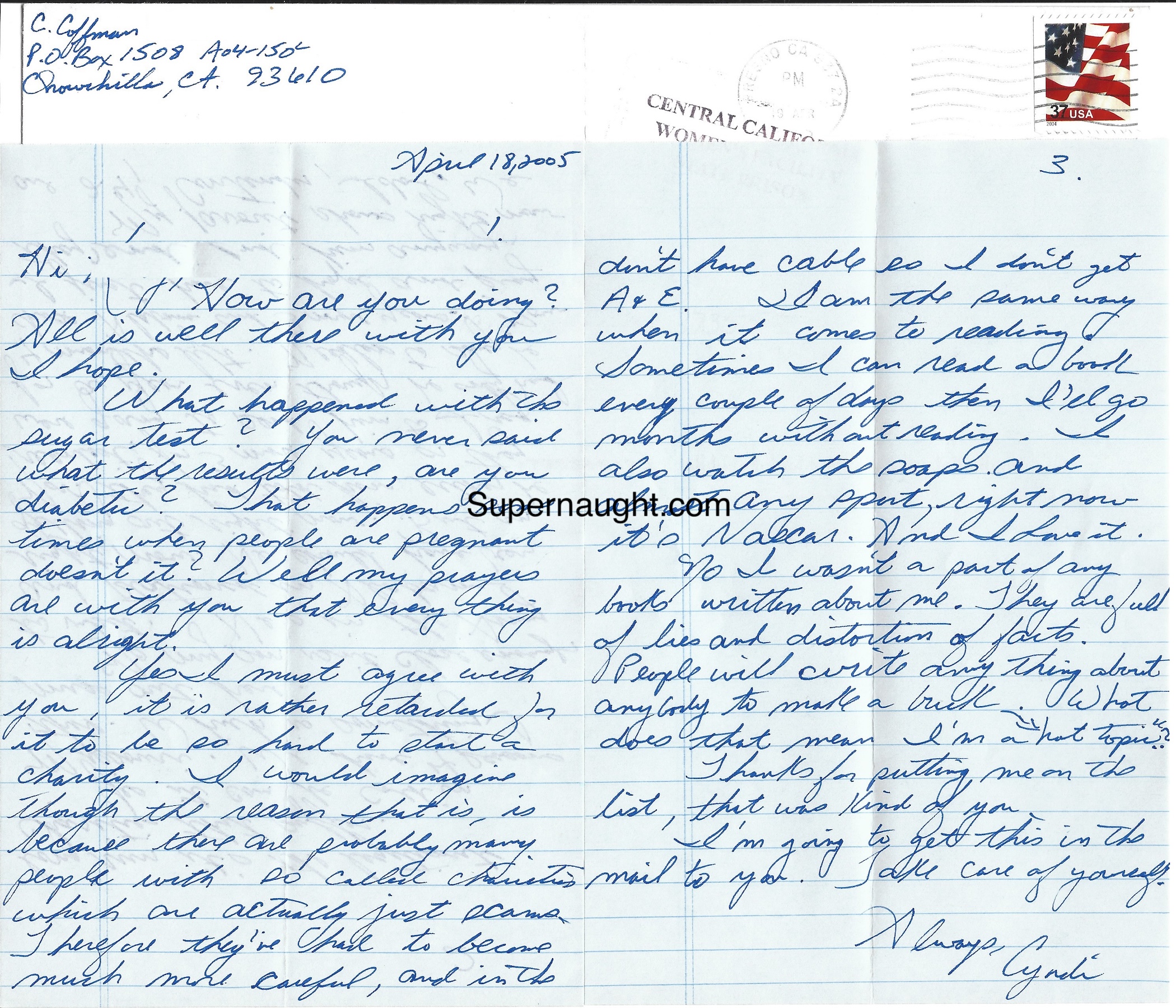 Cynthia Coffman Three Page Letter and Envelope Set Both Signed