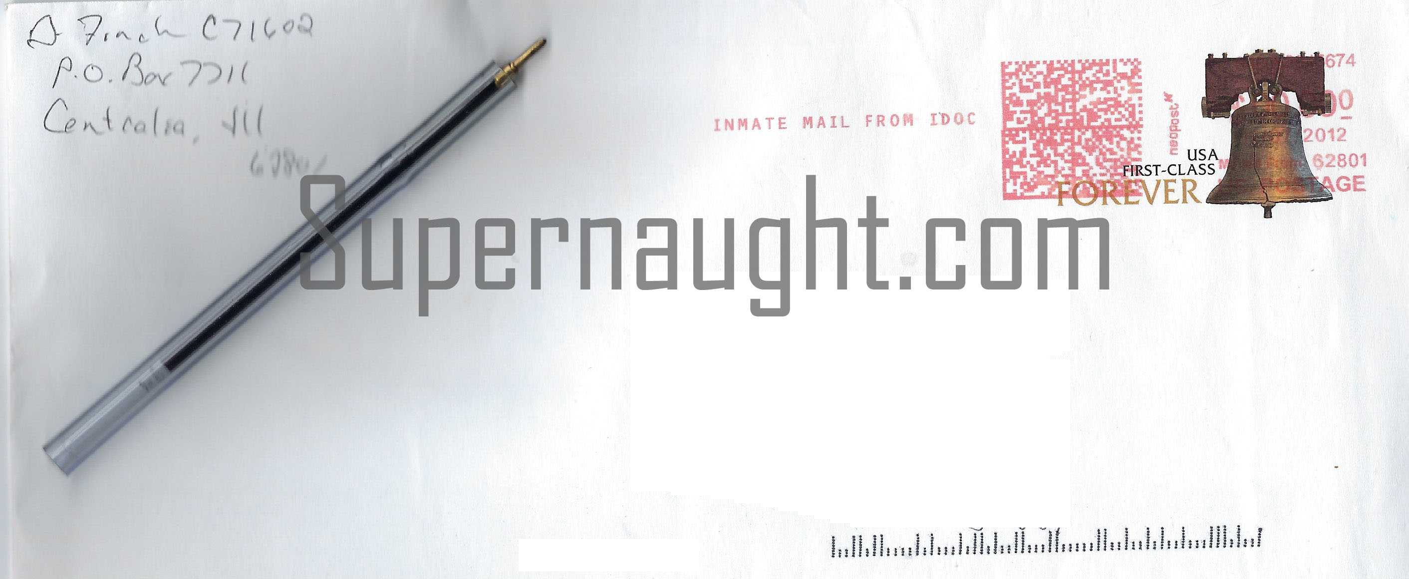 Dale Finch Letter and Envelope Set Both Signed Plus Prison Pen image 3