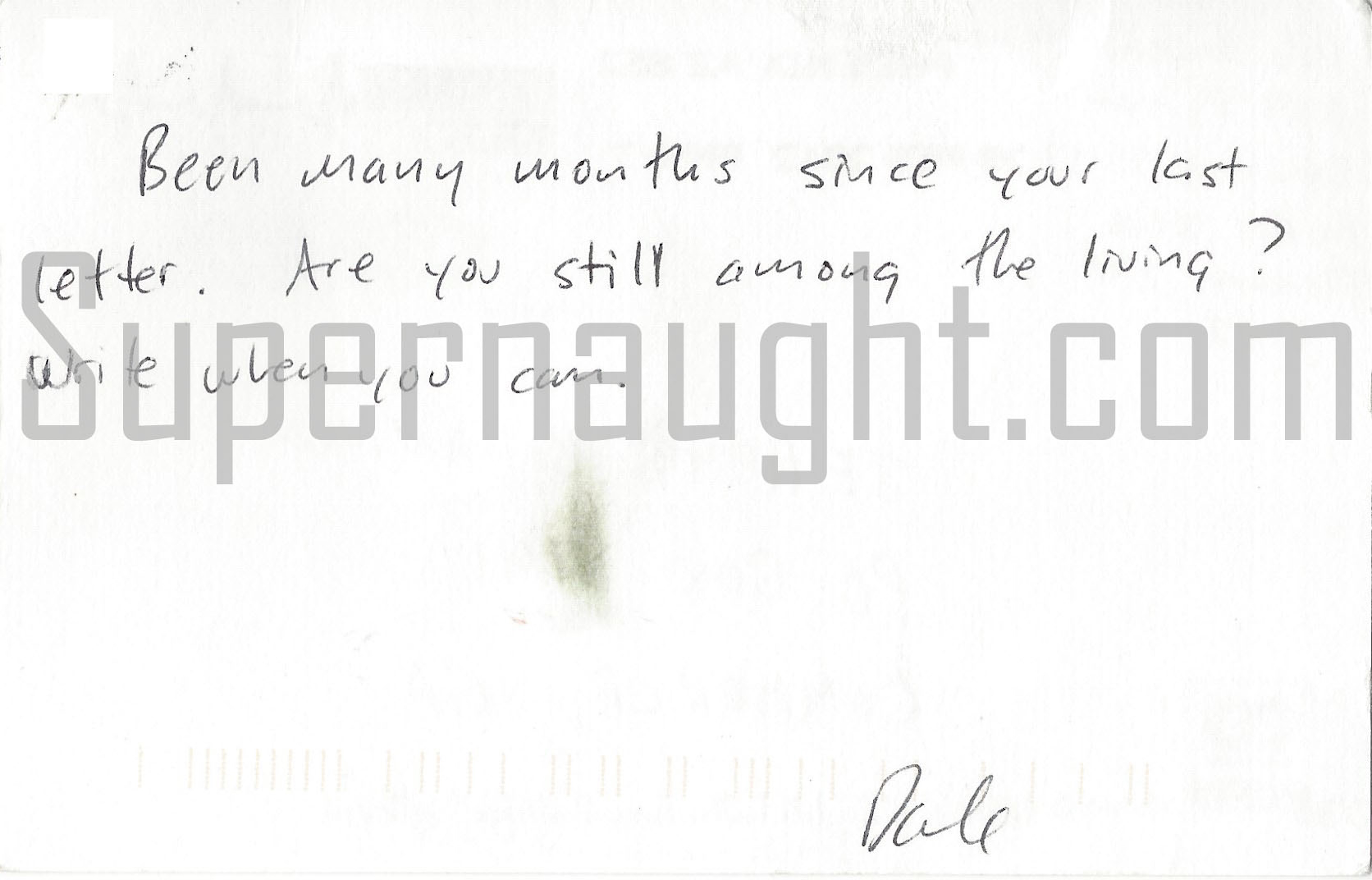 Dale Hausner Signed Prison Postcard
