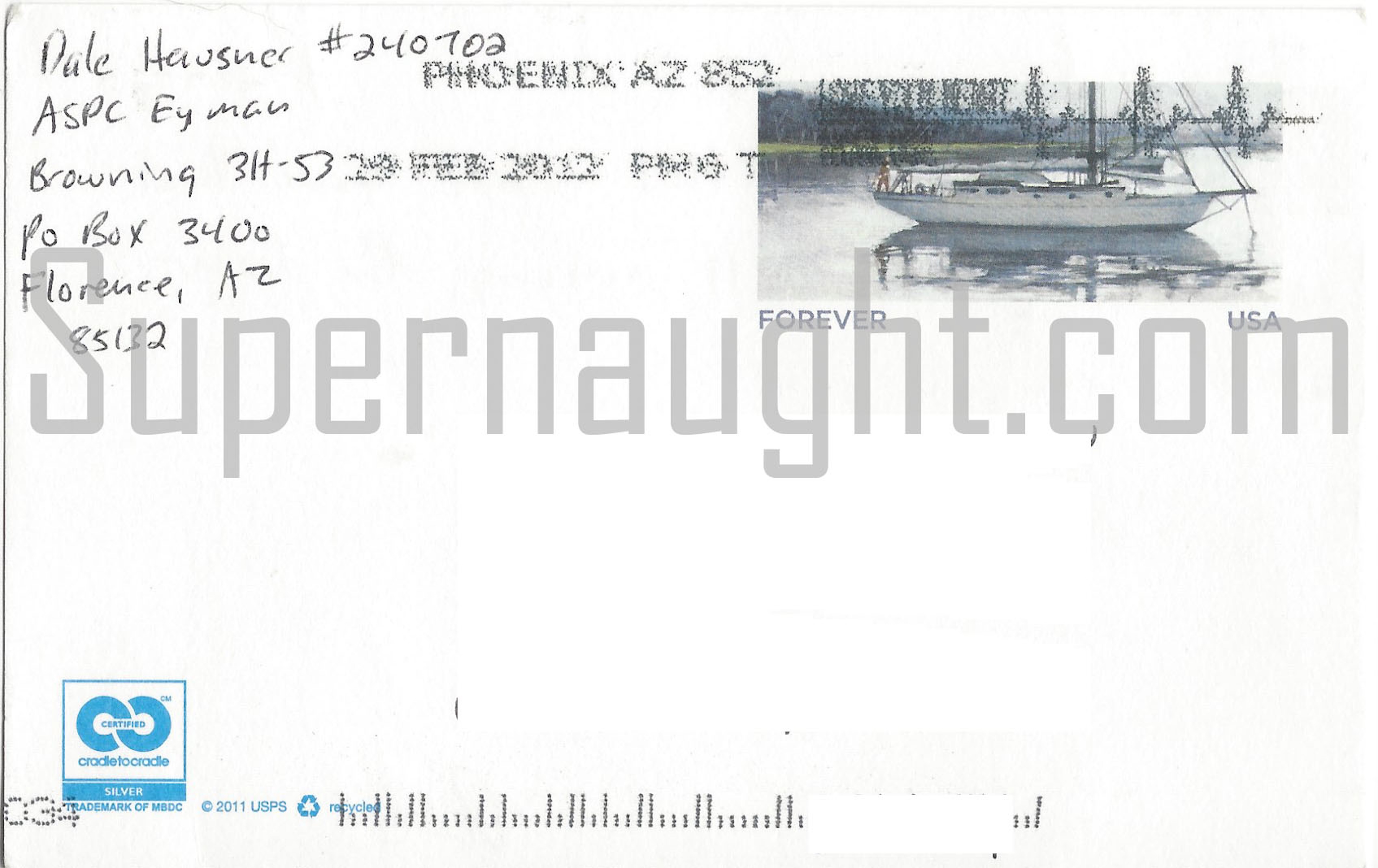 Dale Hausner Signed Prison Postcard image 2