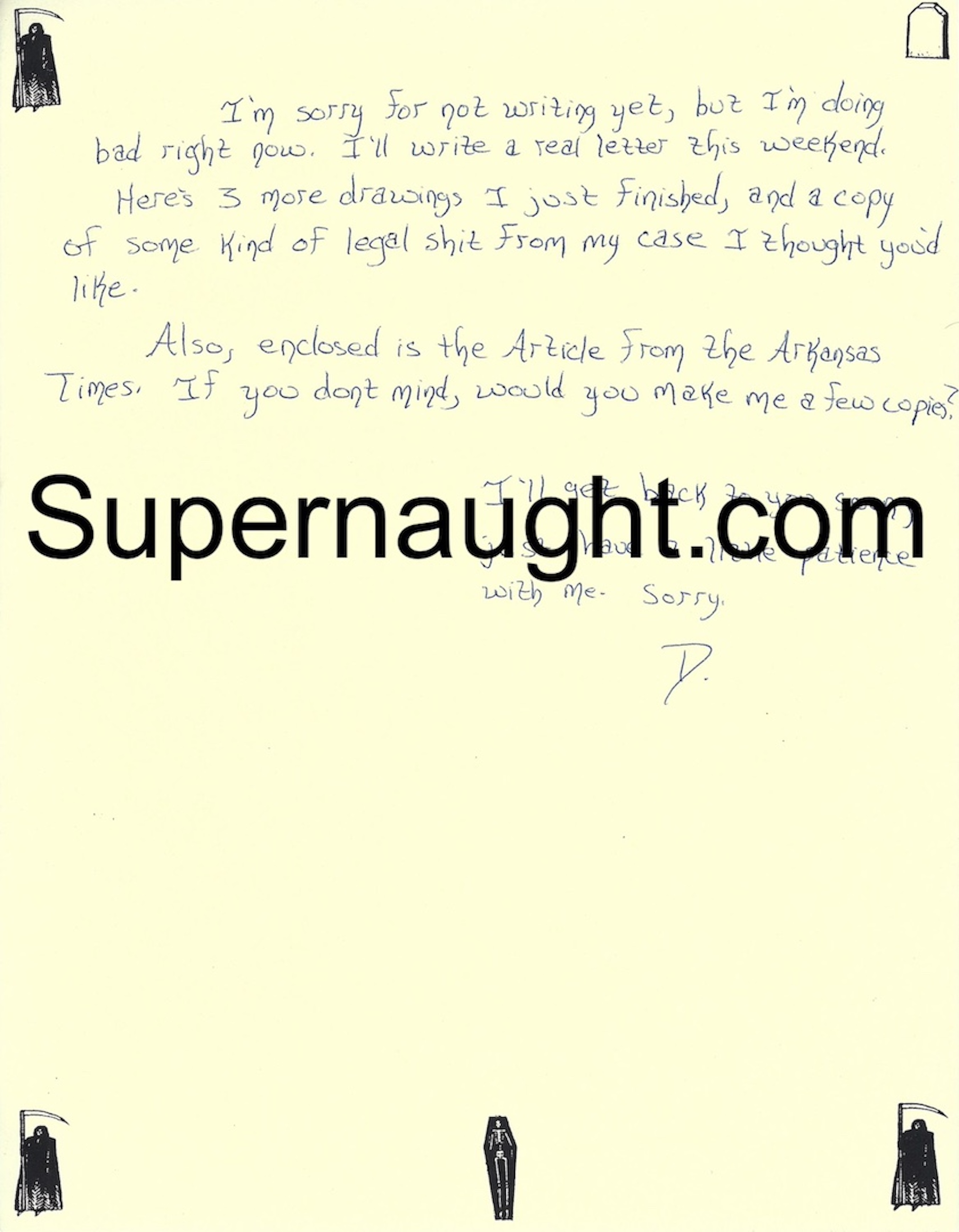 Damien Echols Mother Why Artwork Letter and Envelope Set All Signed image 2
