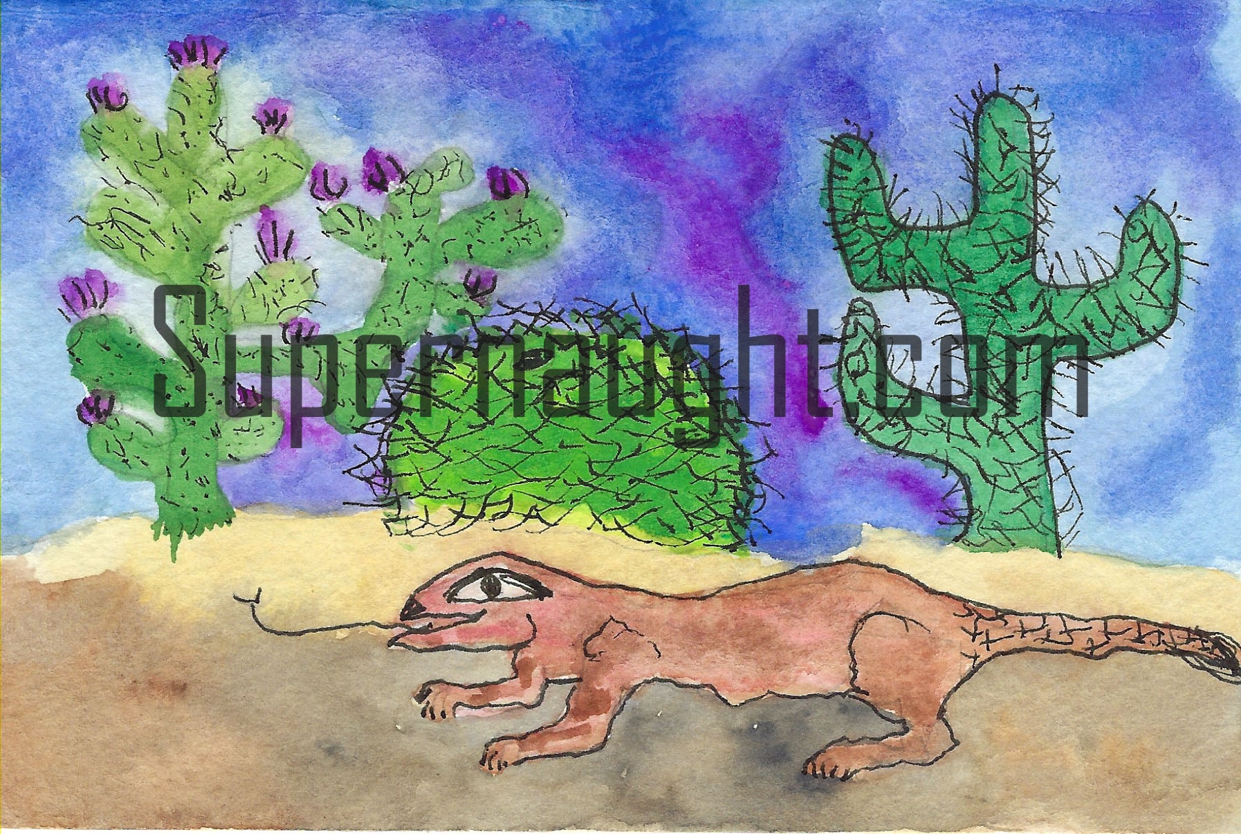 Dana Sue Gray Beaver Lizard Art Signed