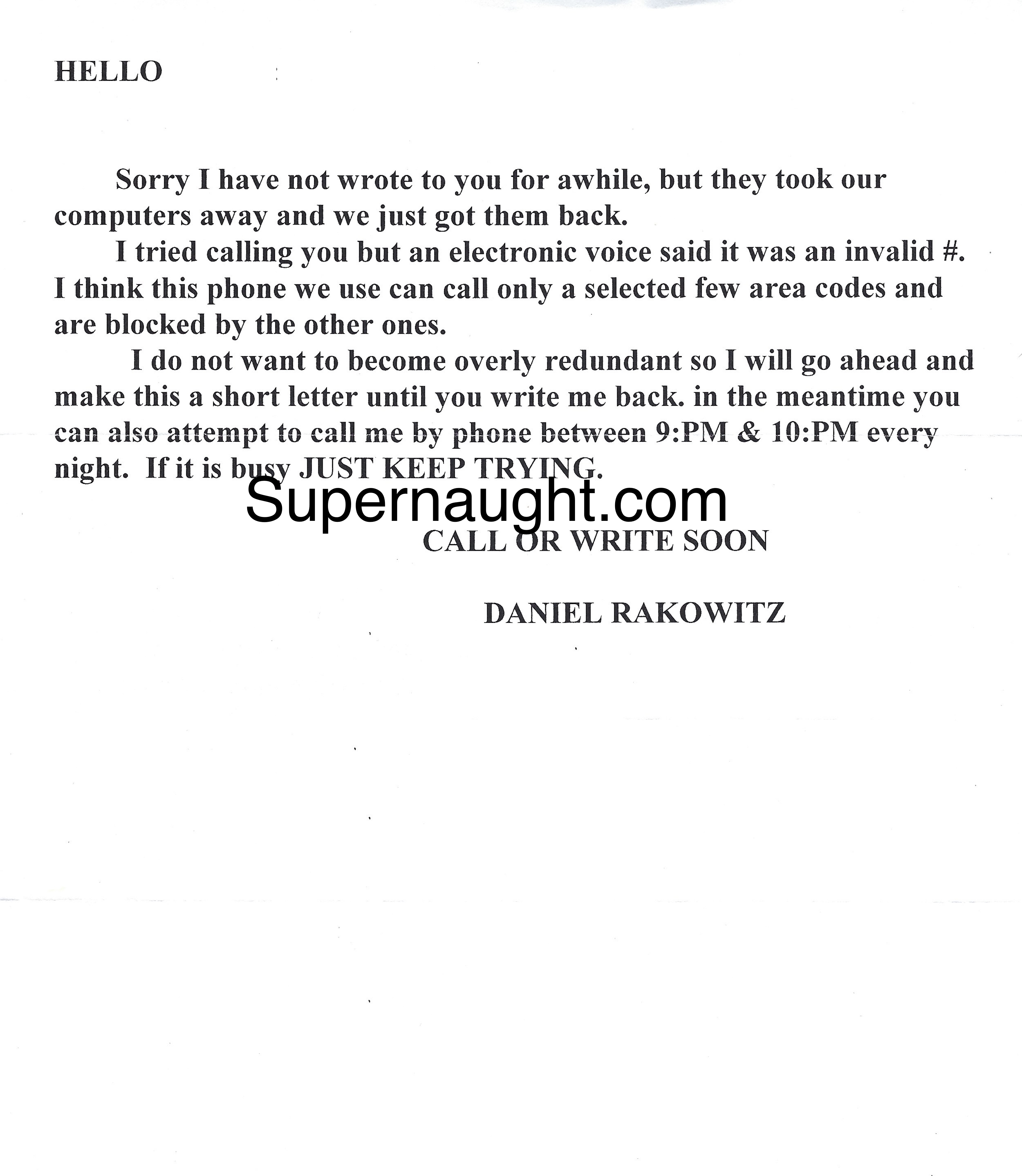 Daniel Rakowitz Letter with Signed Envelope image 2
