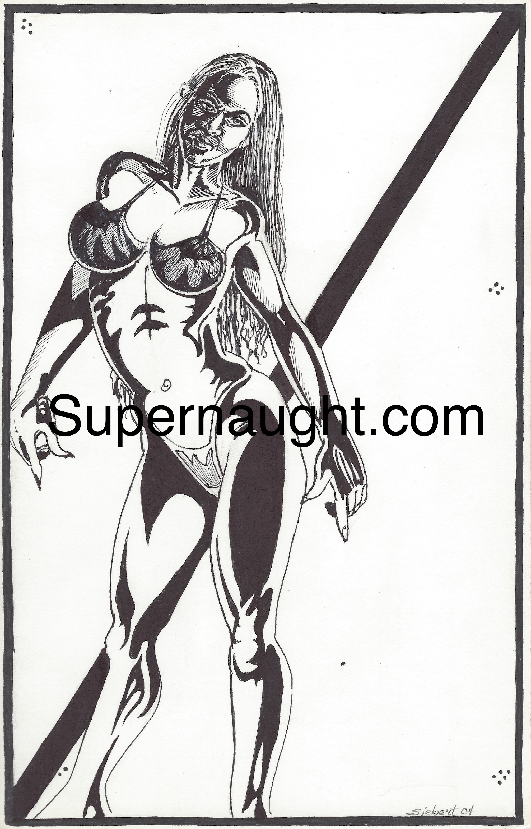 Daniel Siebert Female Ink Drawing Signed